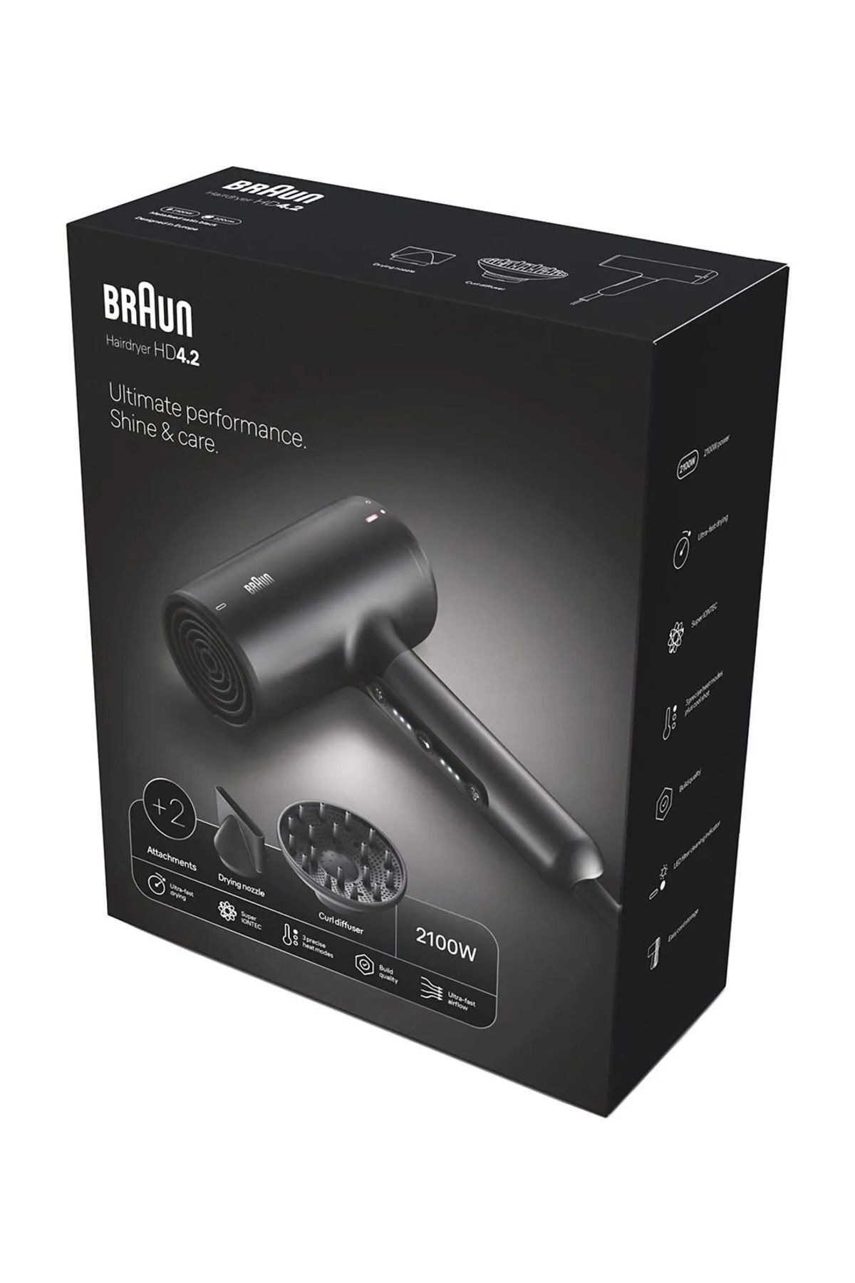 Braun-Hair Dryer 2100W, HTDC motor, 2 Attachments, Electronic LED indicator, Super ionic - HD4.25SDE 8