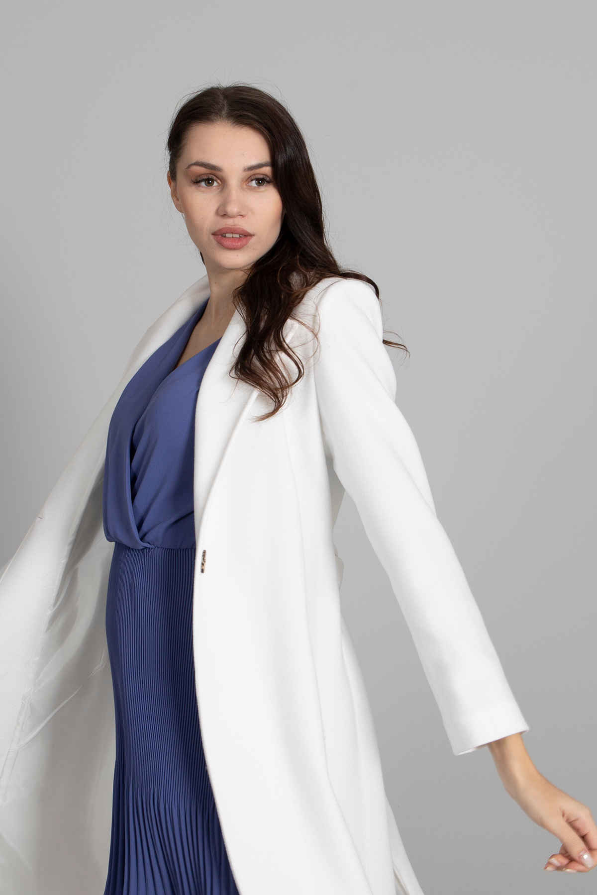 Feminist  Astarlı Kaşe Kaban Beyaz 0108069 - Görsel 4