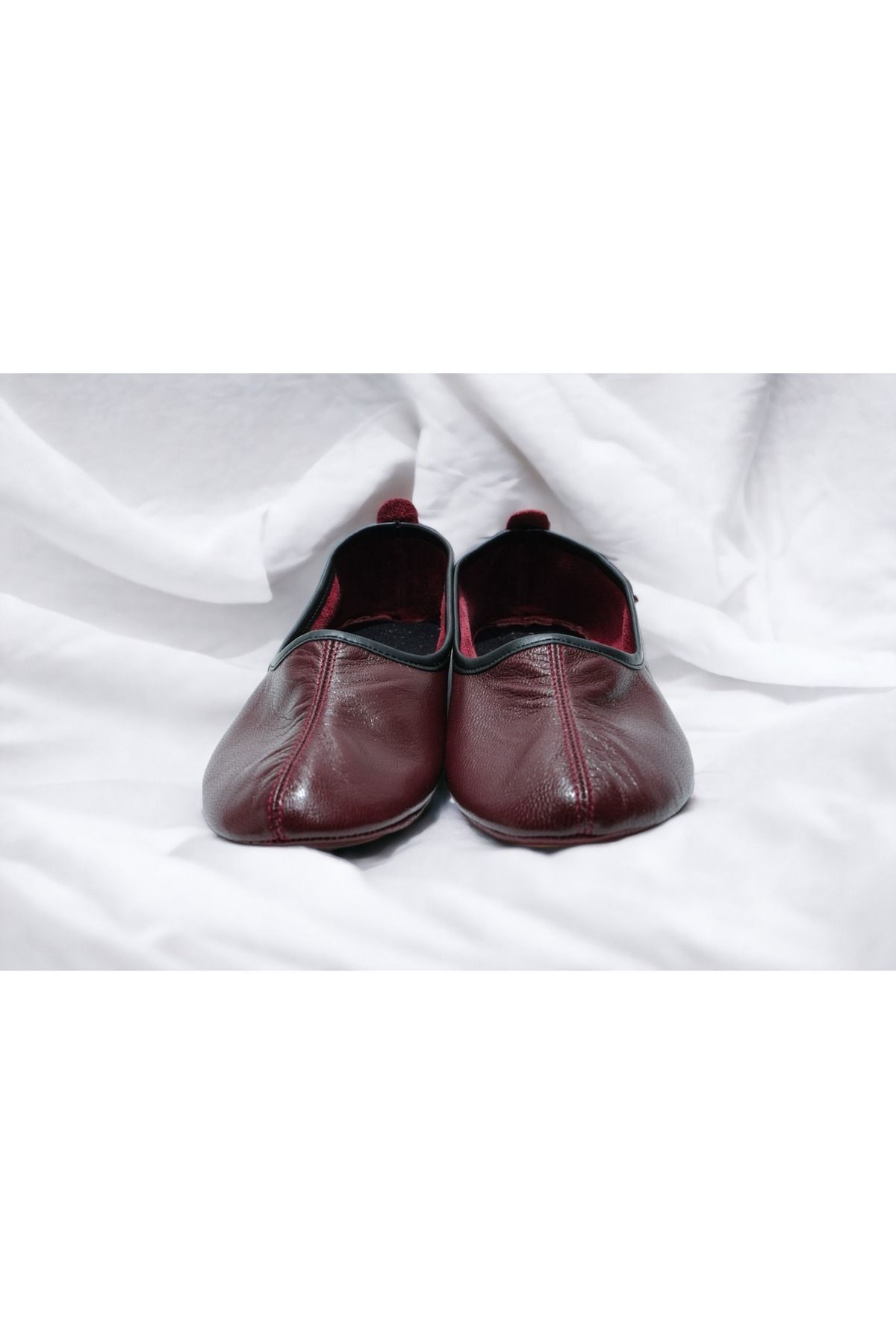 Akdam-Claret Red Leather Hajj Umrah Tawaf and Home Shoes - 100% 4