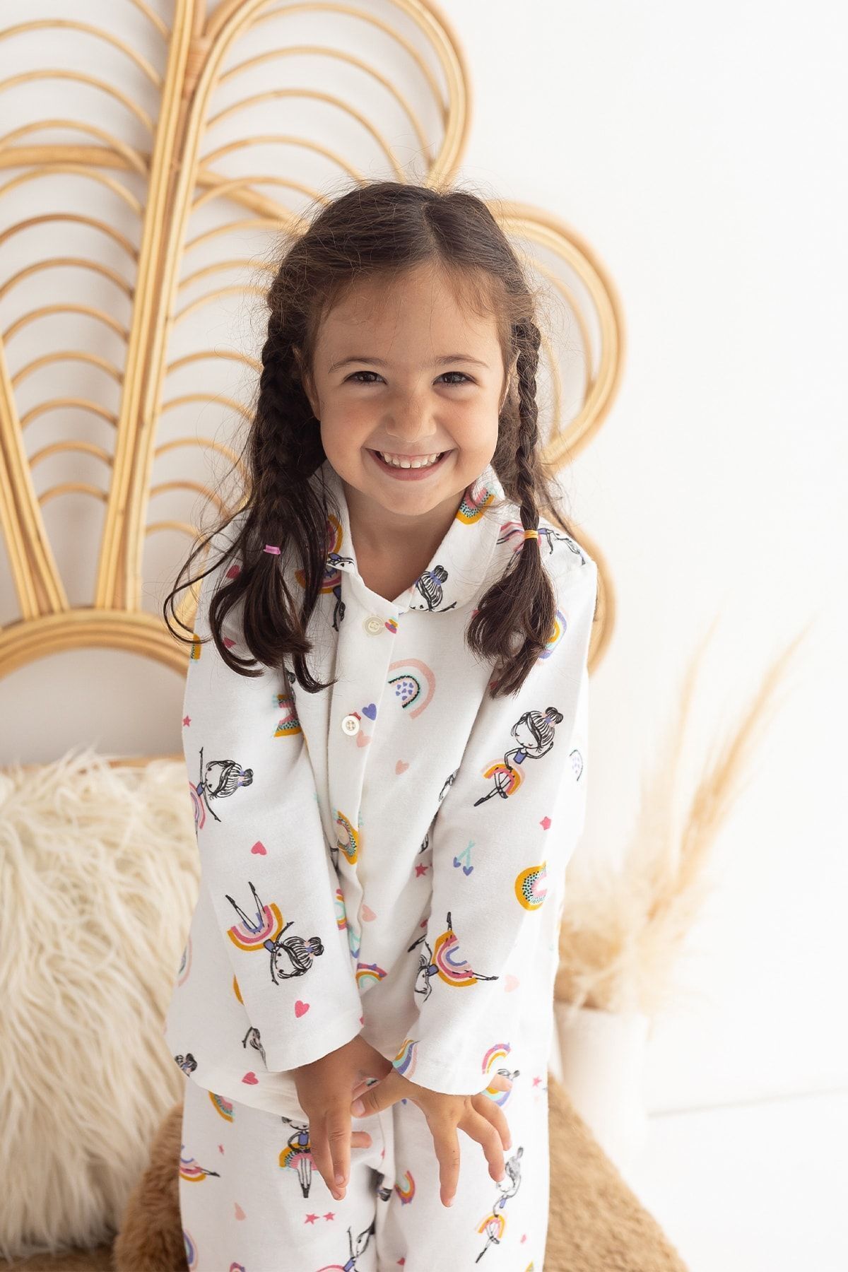 Lilabio %100 Pamuk Pazen Kız Çocuk Pijama Takımı fotoğrafı 2 (önizleme)