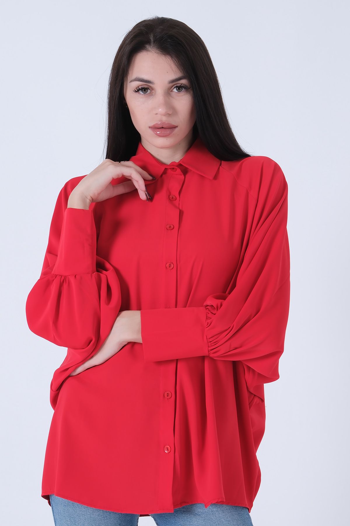 Feminist-Judge Collar Oversize Shirt Red3972822 1