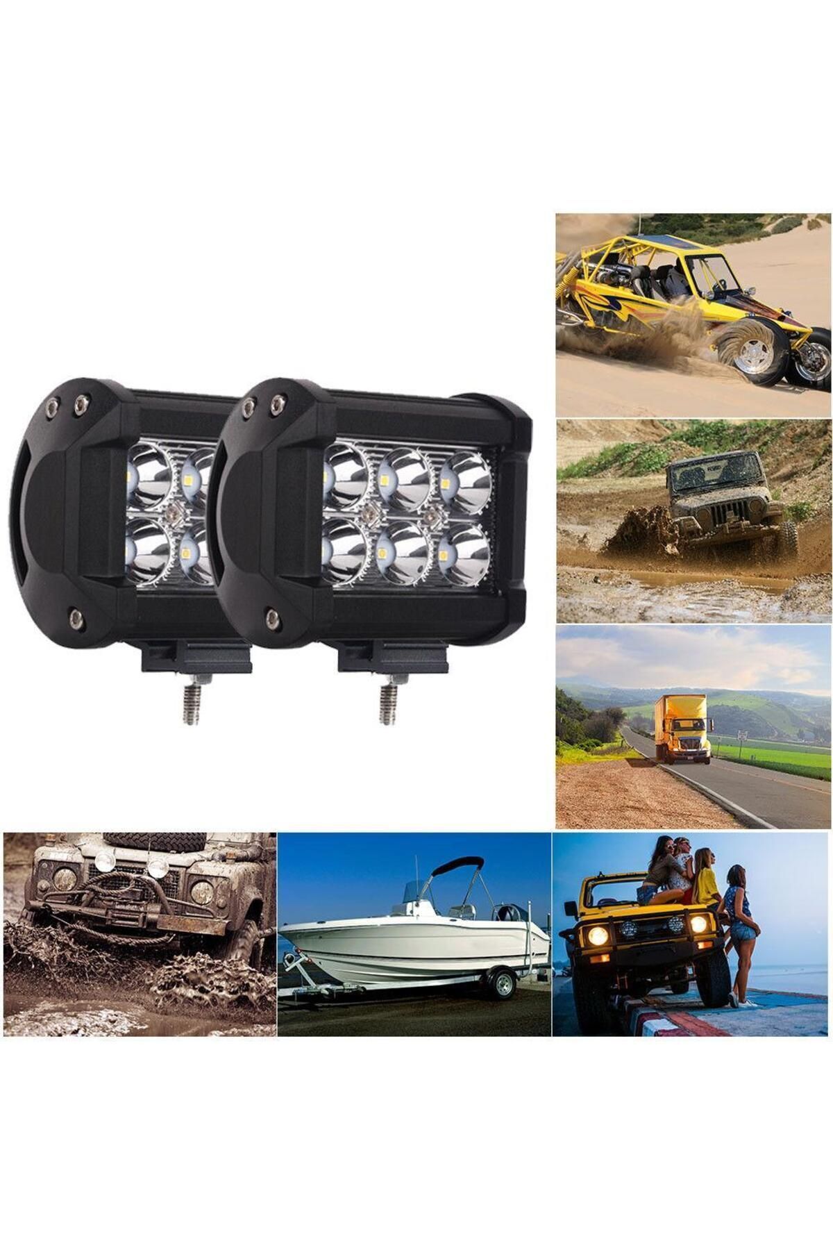 Oto Çizgi 18w 6 Led Off Road Araç Motosiklet Led Sis Far Aydınlatma (1 ADET)