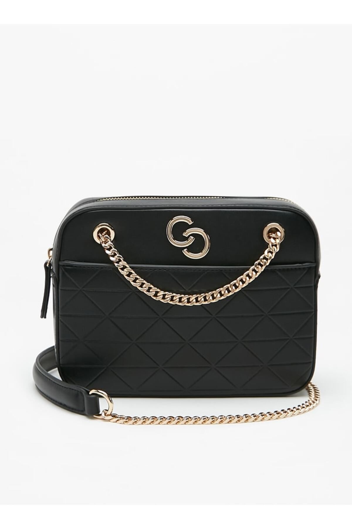 Celeste-Embossed Crossbody Bag with Chain Strap and Zip Closure 1