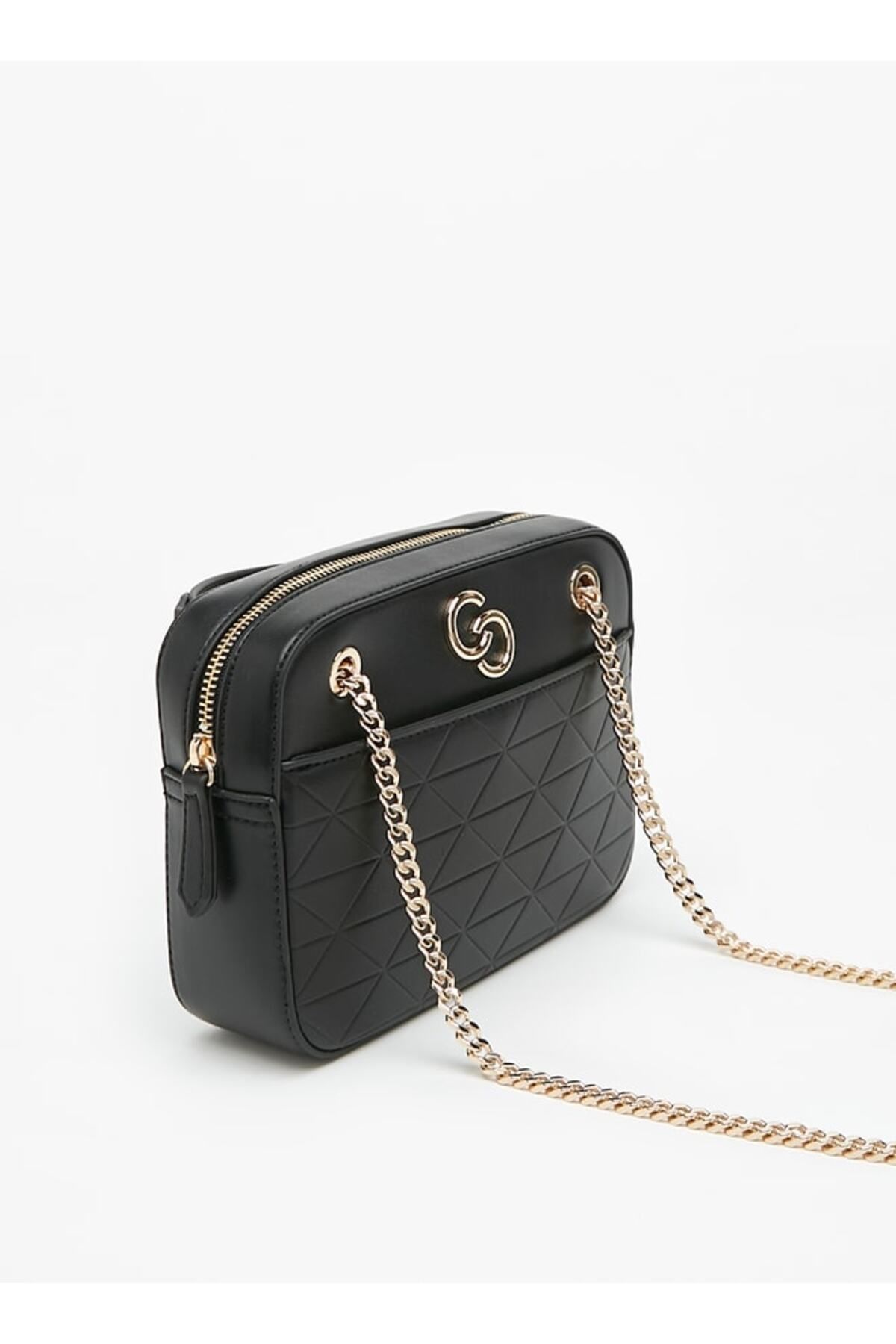 Celeste-Embossed Crossbody Bag with Chain Strap and Zip Closure 2