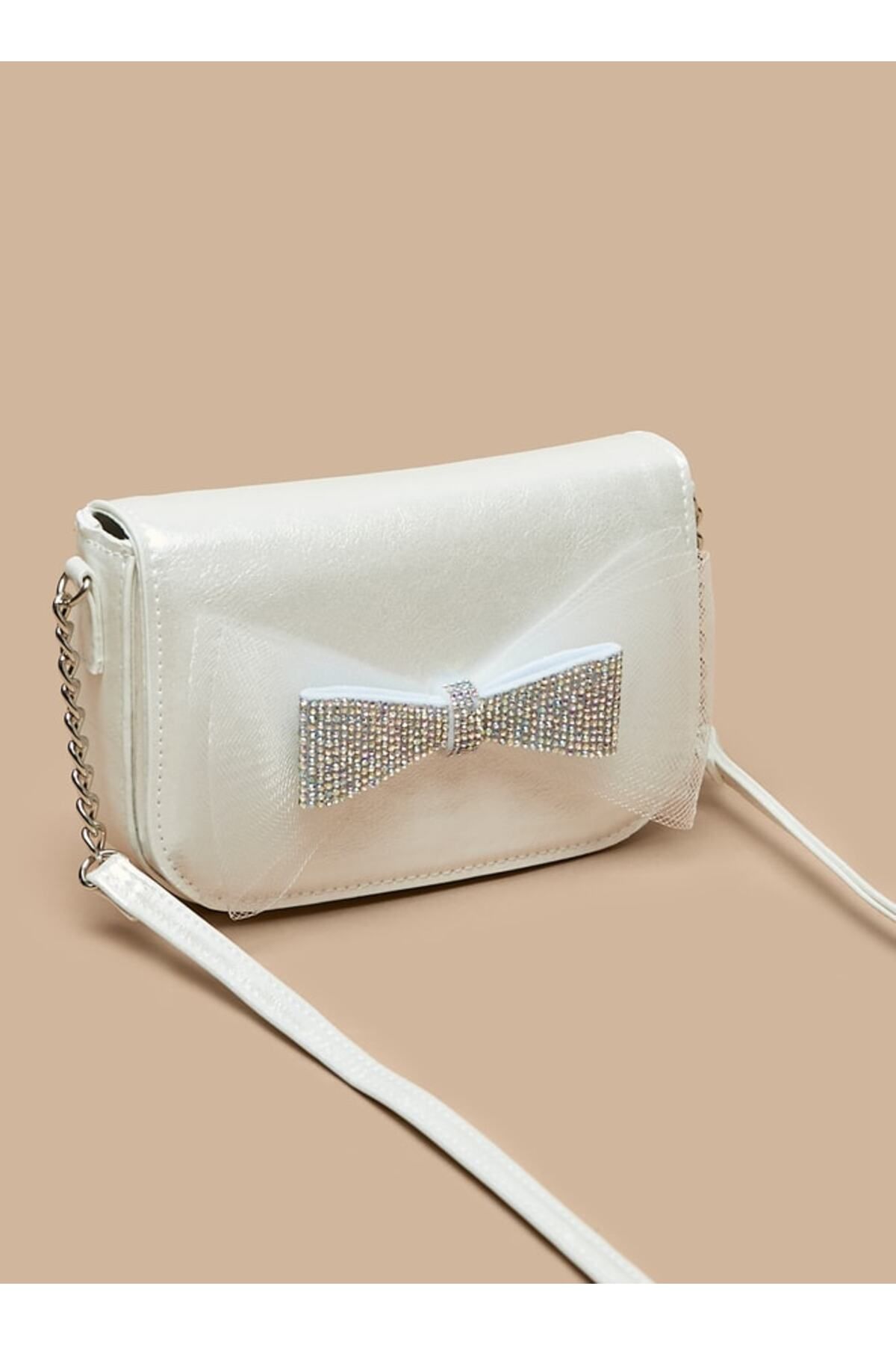 Celeste-Bow Accent Crossbody Bag with Chain Accented Strap 2