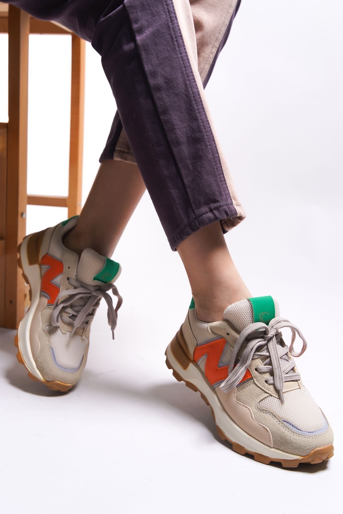 Riccon-Rosatora Damen Sneaker - 001210   Beige und orange Modell 4