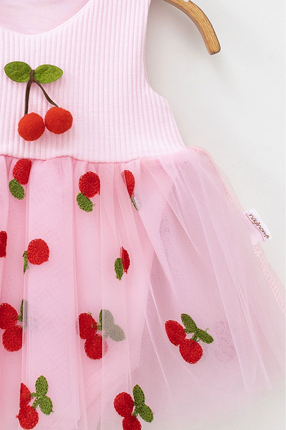 Beniizle Kiraz Detaylı Tüllü Çıtçıtlı Zıbın Elbise (%100 Pamuk) fotoğrafı 4 (önizleme)