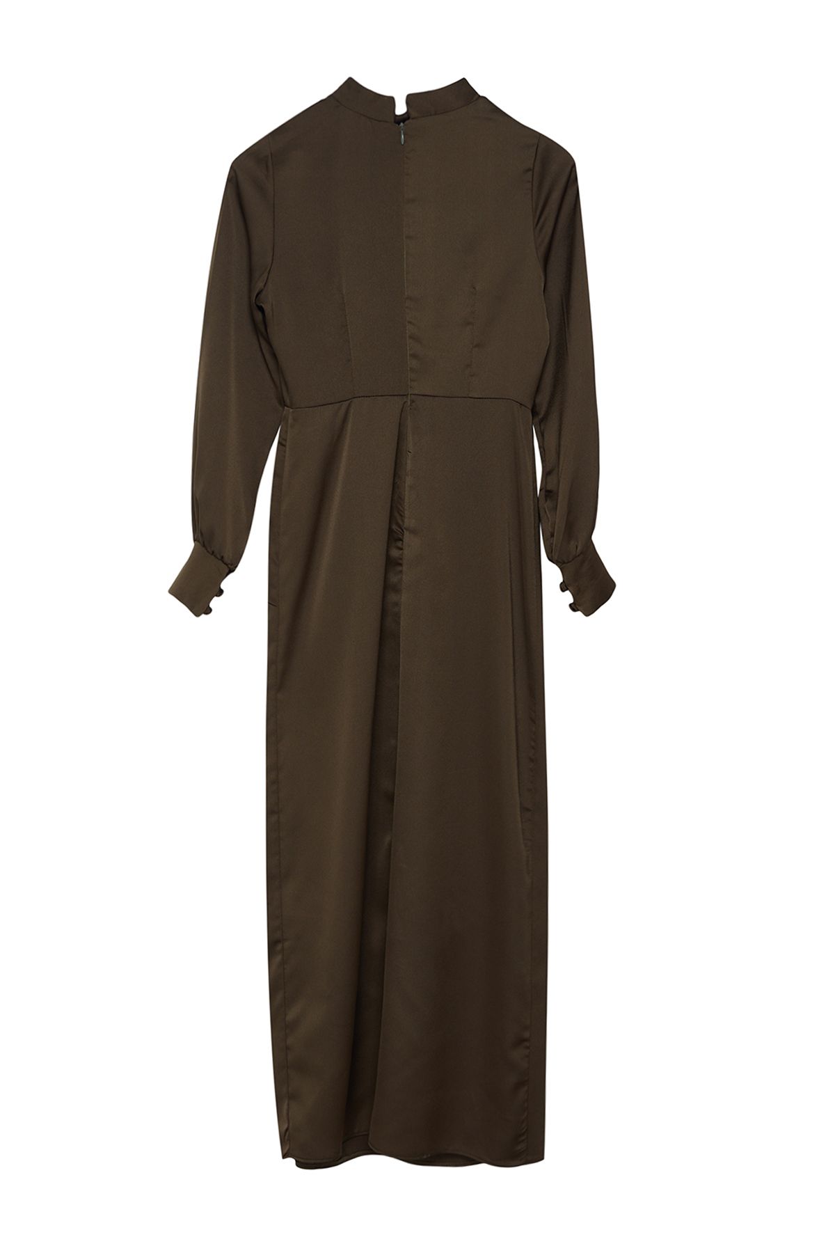 Trendyol Modest-Satin-Abendkleid - Dunkelkhaki, Kordelzug in der Taille TCTSS23DB00043 7