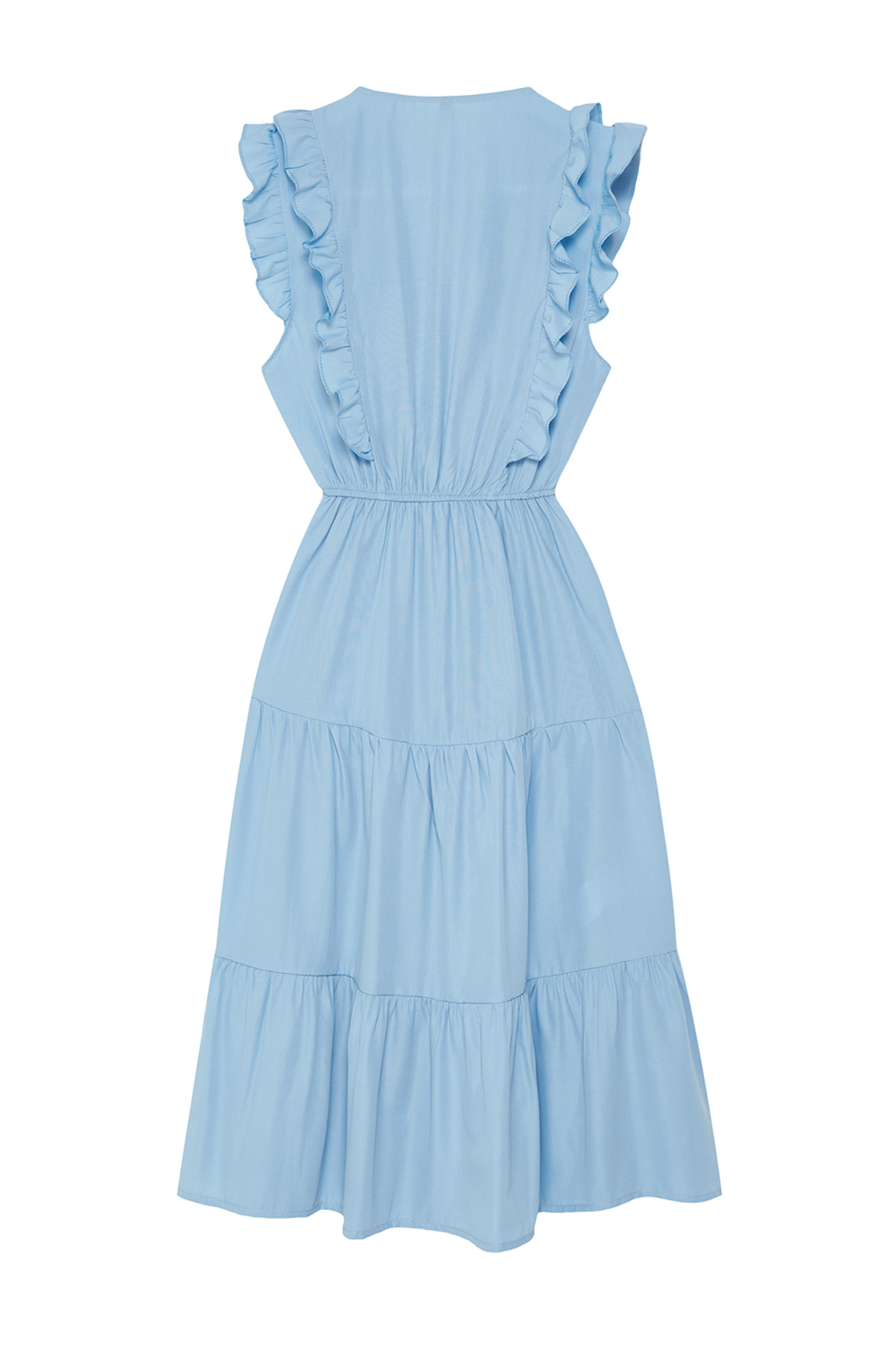 Trendyol Collection-Rochie midi albastră cu volane în formă de skateboard - TWOSS24EL01073 7