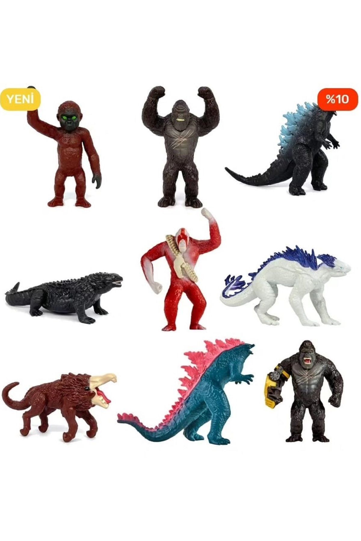 MN313000 Godzilla X Kong Mini Fiğür 5CM Dokuzlu Godzilla Set Bir Arada - 2