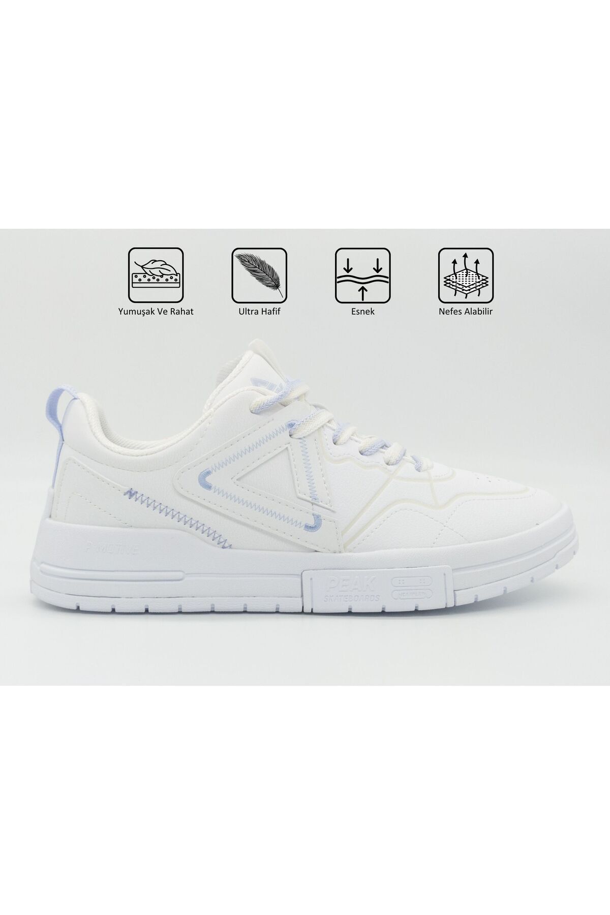 Peak Unisex Beyaz Kaymaz Taban Ortopedik Garantili Rahat Hafif Günlük Sneaker Tenis Spor Ayakkabı