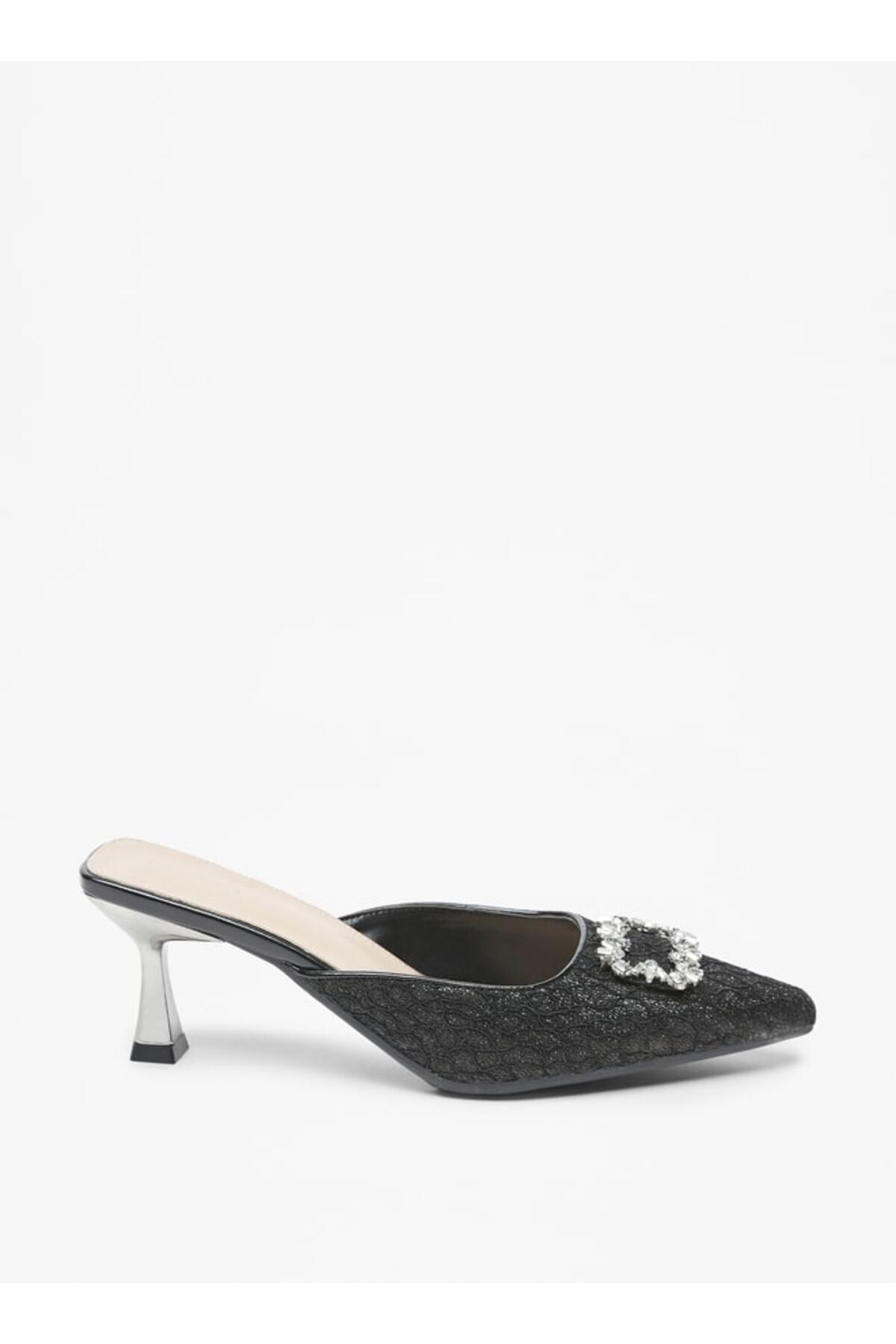 Flora Bella by Shoexpress-Embellished Slip-On Mules with Flared Heels 3