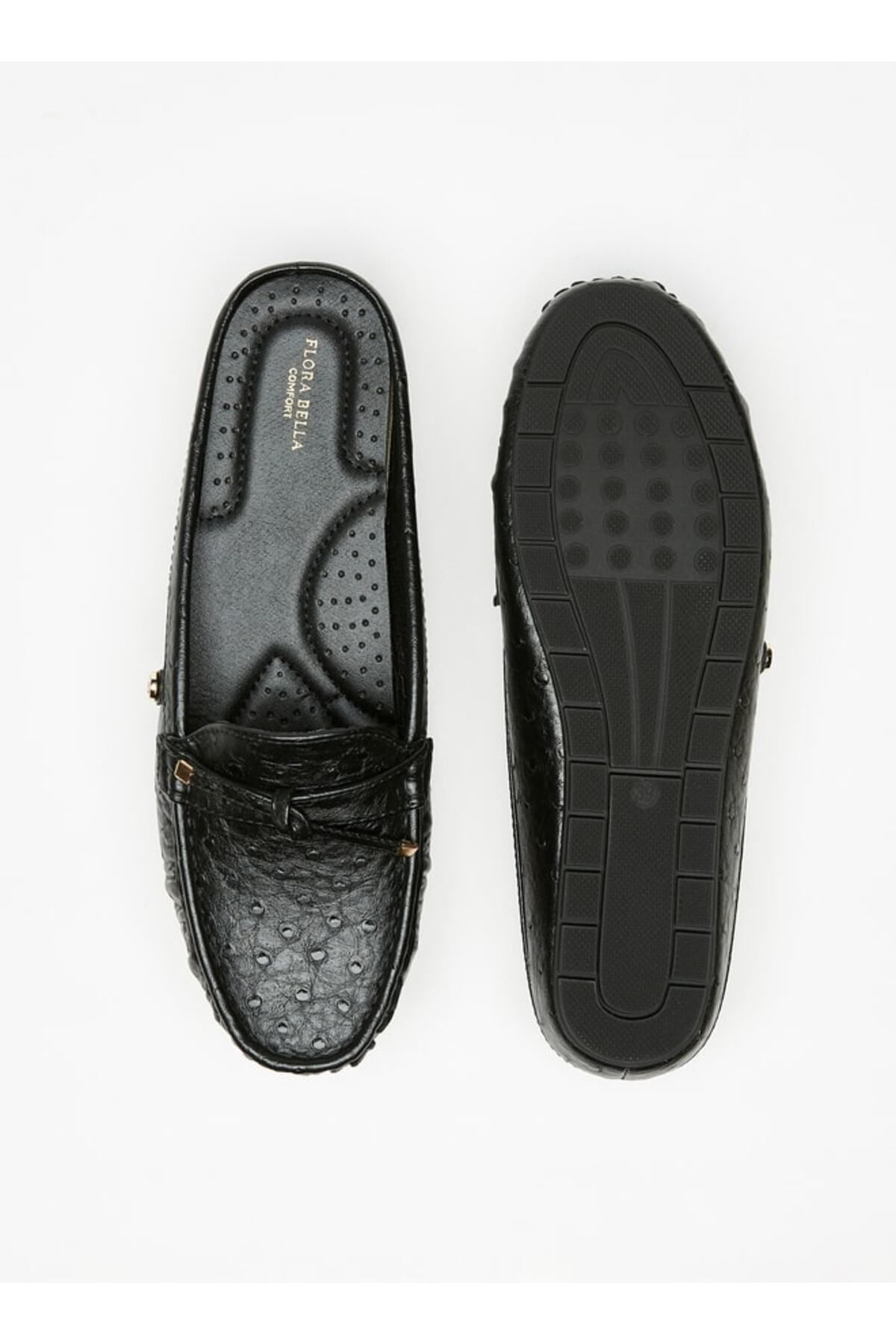 Flora Bella by Shoexpress-Textured Slip-On Mules with Knot Accent 4