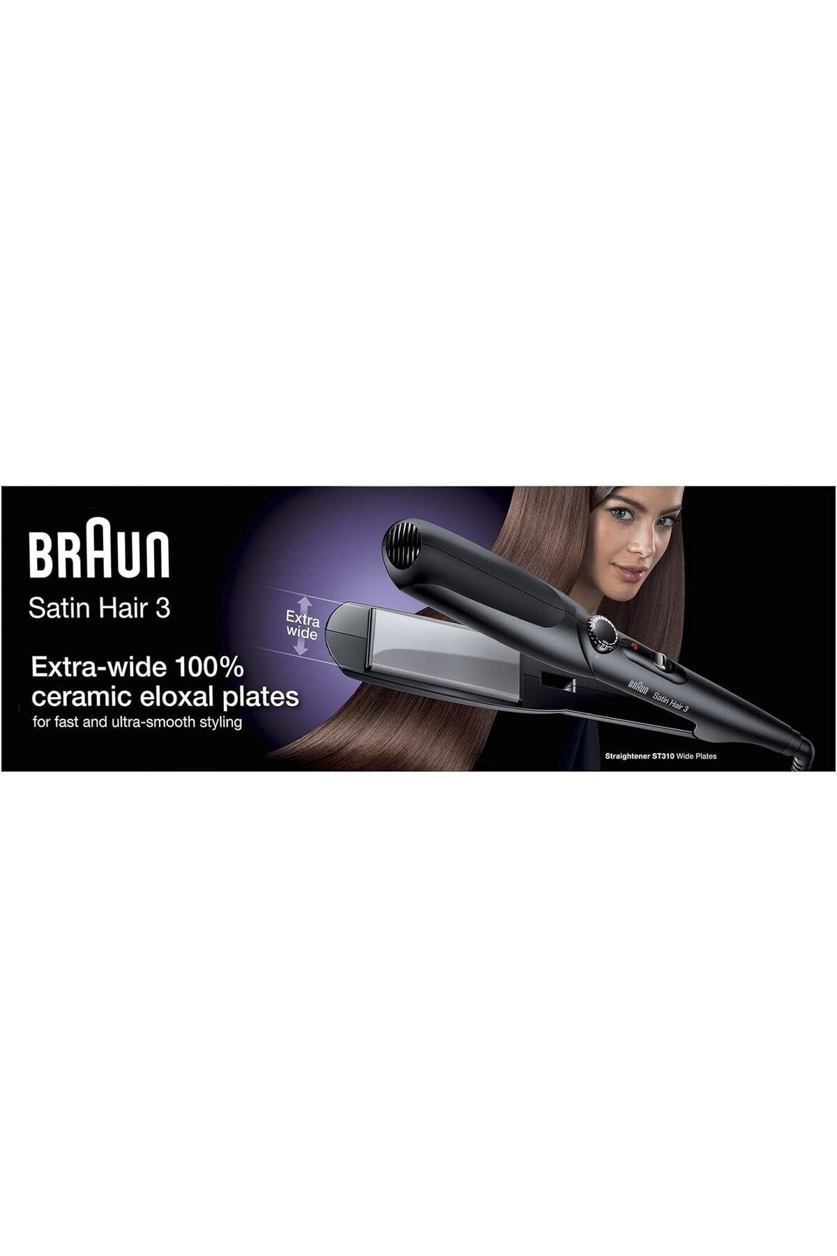 Braun-مكواة فرد الشعر براون ساتين هير 3 ST310 ذات الألواح العريضة 6