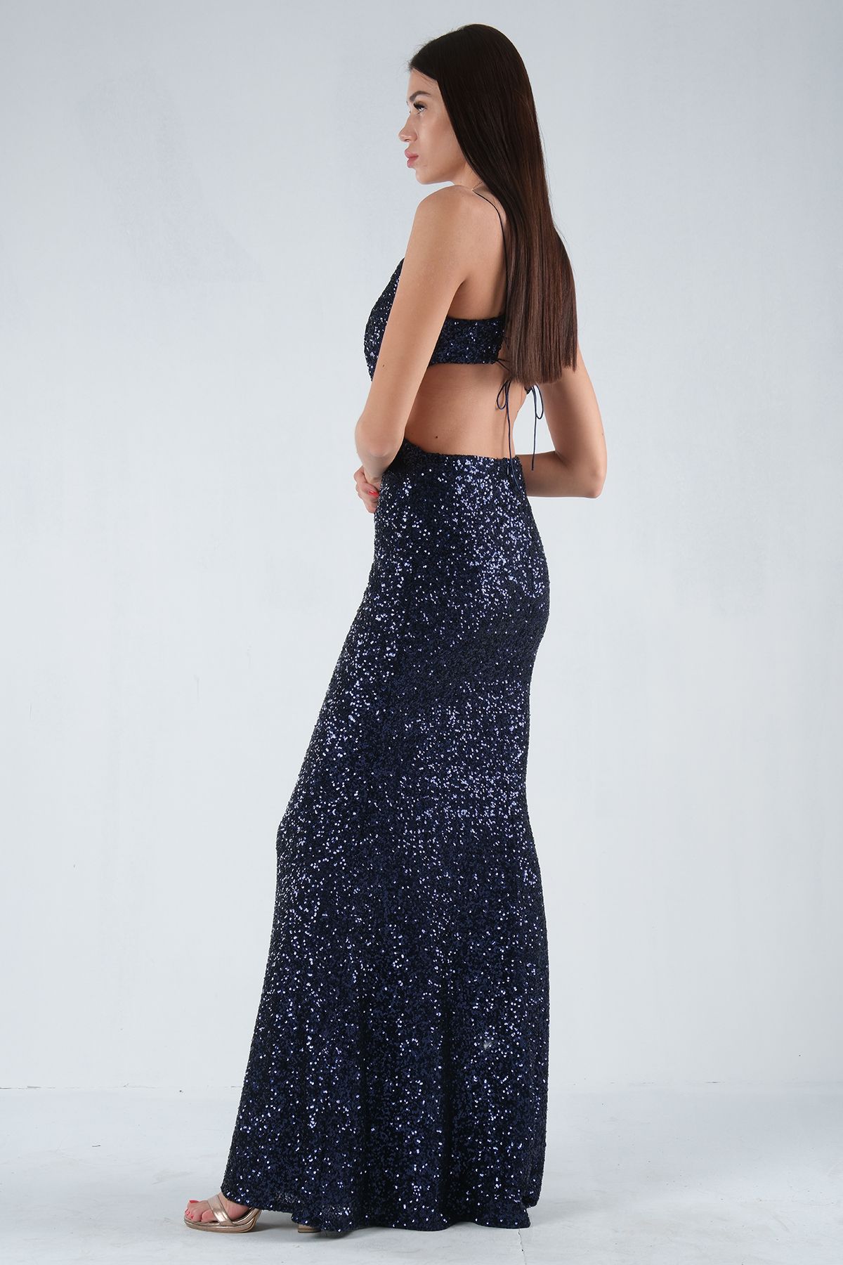 Feminist-Rochie de seara cu paiete, albastru bleumarin 1302173 3