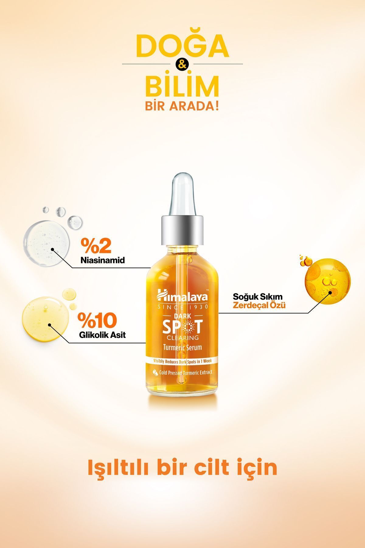 Dark Spot Clearing Leke Karşıtı Zerdeçal Özlü Serum 30 ml, Niacinamide %2, Glikolik Asit 10% — 18002204 — تصویر 3 از 7
