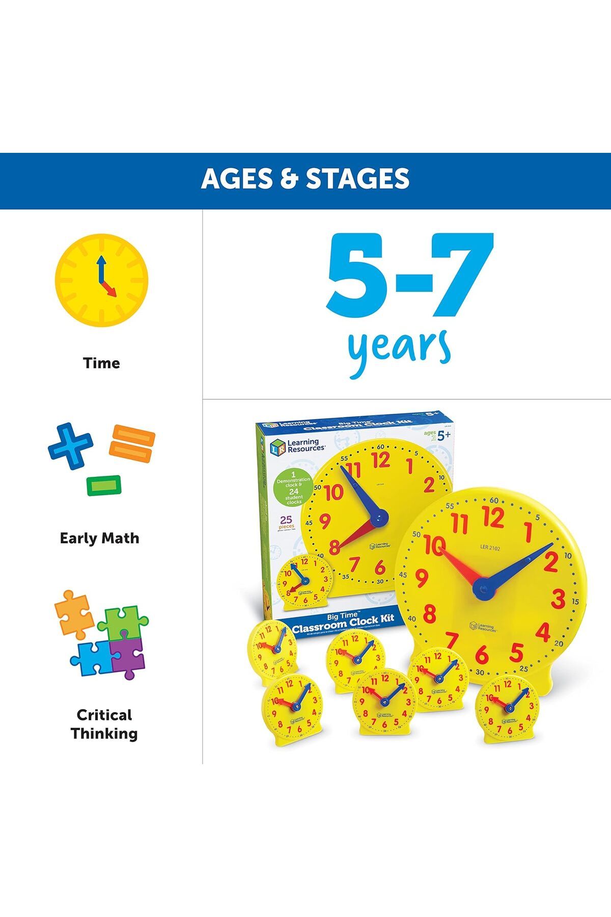 Learning Resources-LR-CLASSROOM CLOCK KIT 5