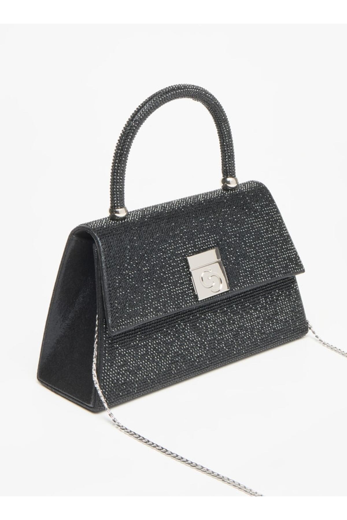 Celeste-Embellished Satchel Bag with Top Handle and Chain Strap - W 22 x H 13 x D 8 cm 2