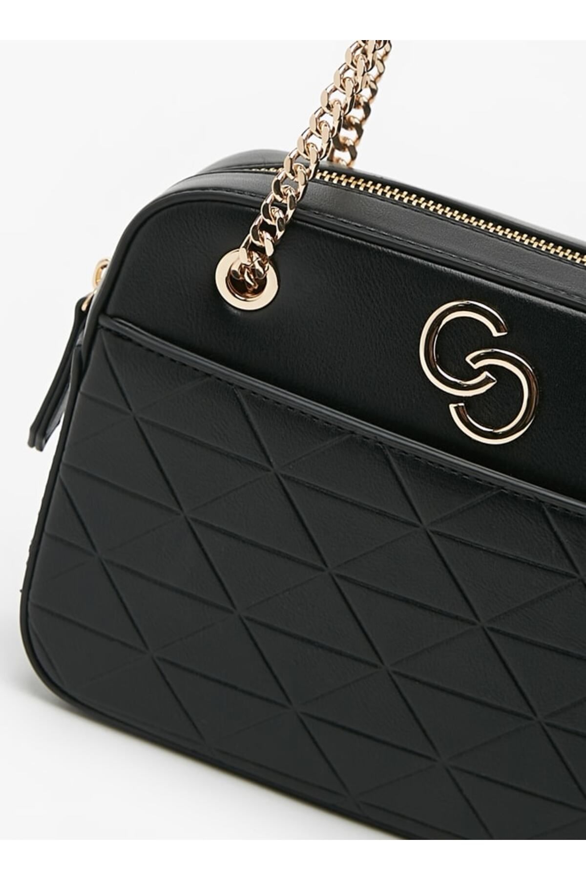 Celeste-Embossed Crossbody Bag with Chain Strap and Zip Closure 3