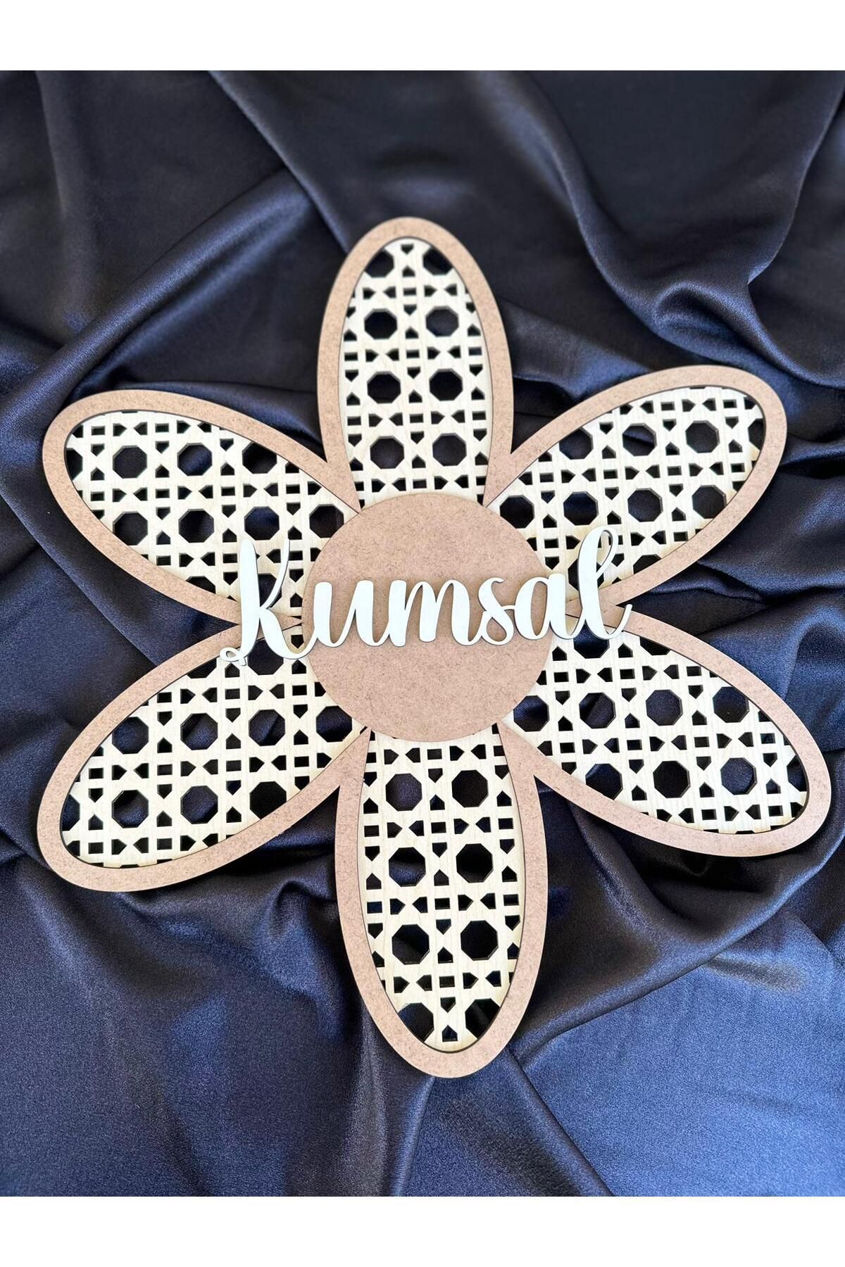 esamore concept Ahşap Rattan Efektli Bebek Çocuk Odası Tablosu,büyük Bohem Papatya Isimli Tablo, Isim Panosu fotoğrafı 2 (önizleme)