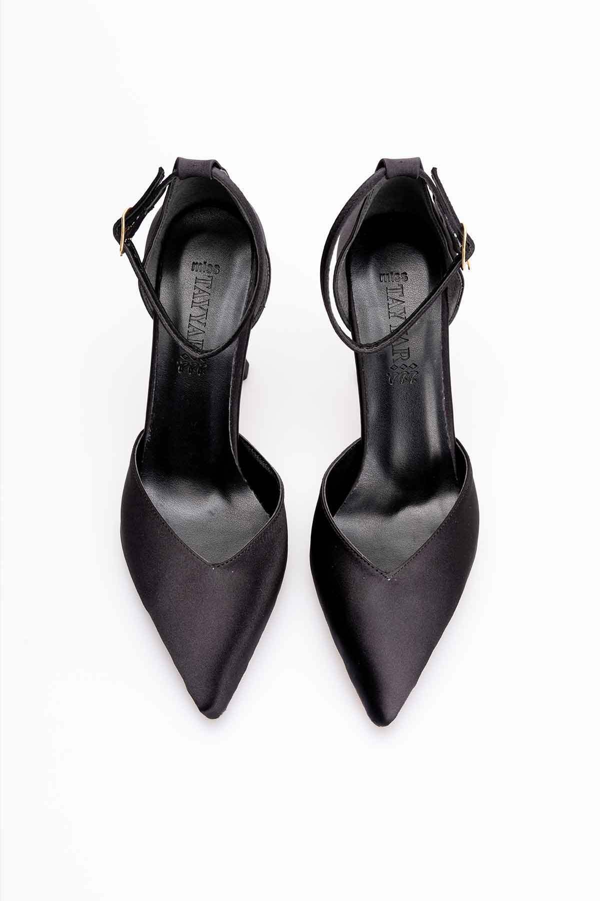 oyyo  Saten Bilek Bağlamalı Topuğu Kapalı Günlük Şık Topuklu Ayakkabı - Görsel 7