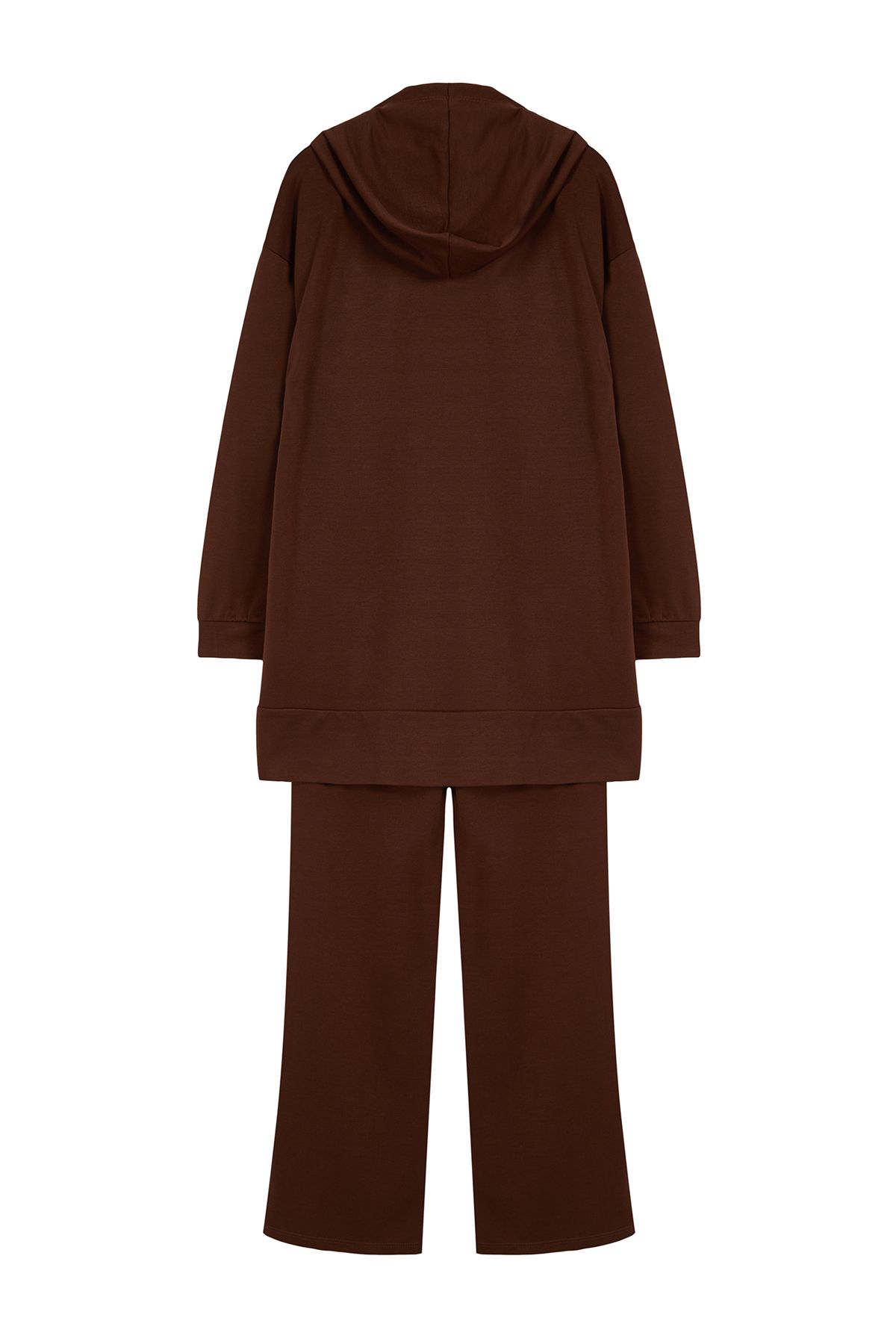 Trendyol Modest-Übergroßes, braunes Strick-Trainingsanzug-Set mit Kapuze TCTAW22EN0005 7