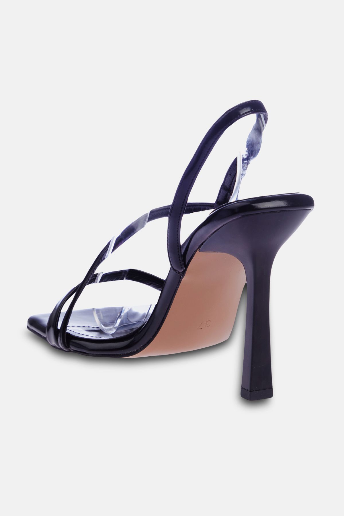 TRENDYOL SHOES-Damen-Sandalen mit Absatz - Schwarzes Lackleder mit Band TAKSS24TO00002 6