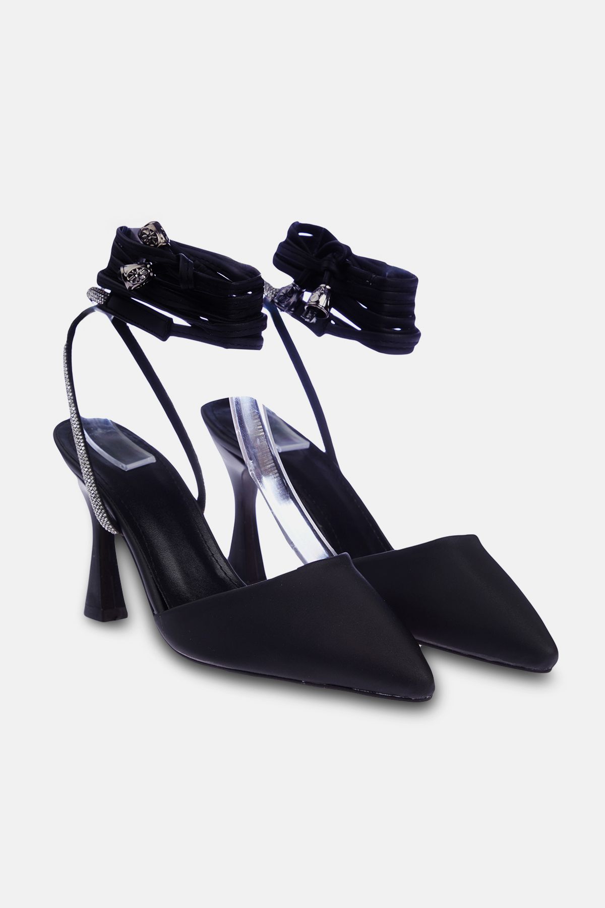 TRENDYOL SHOES-Dámské černé boty na podpatku s kamenným detailem - TAKSS24TO00015 3
