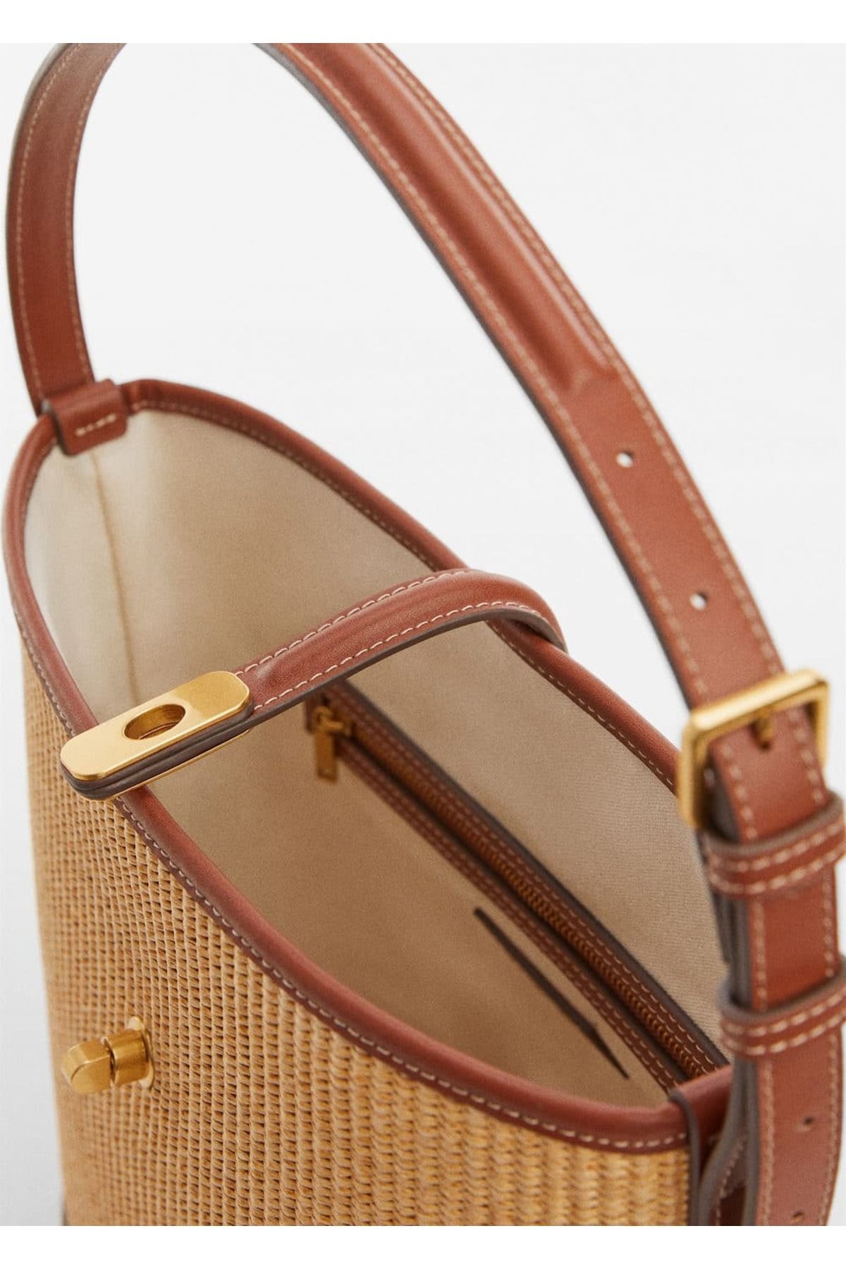 MANGO Woman-Torba typu bucket - wzór rafii 4