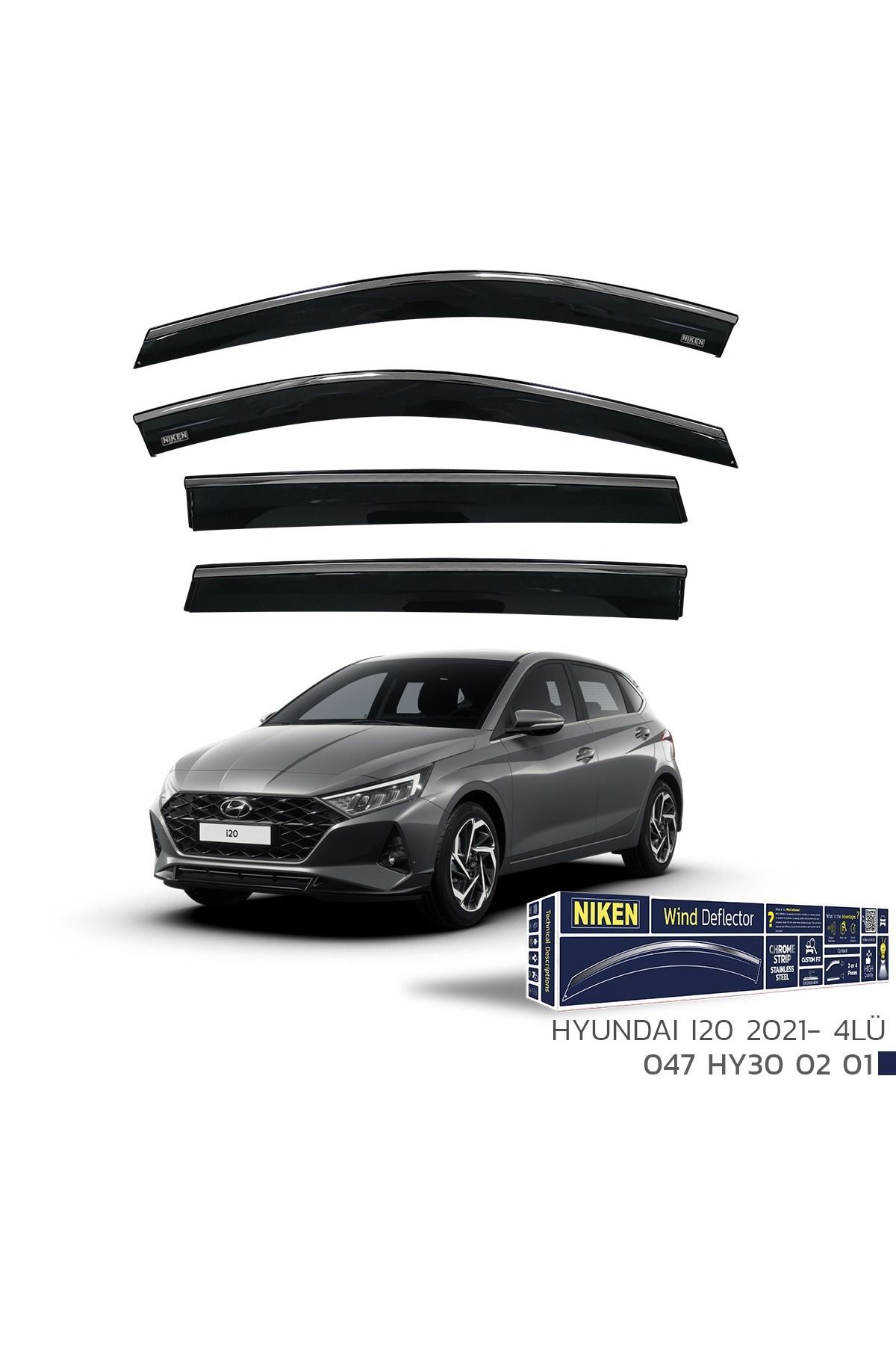 Niken Hyundai i20 Niken Kromlu Cam Rüzgarlığı 4lü Set 2021 ve Üstü