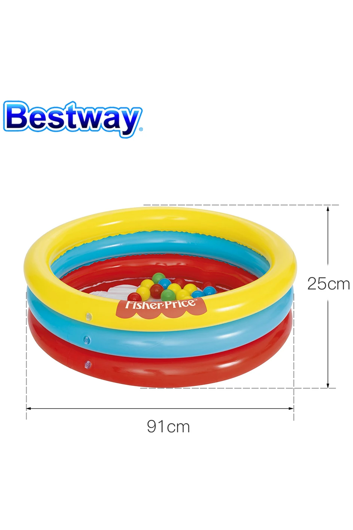 Bestway 3 Halkalı Şişme Havuz 25 Oyun Top Hediyeli - 3 RİNG BALL PİT PLAY POOL 91X25 fotoğrafı 2 (önizleme)