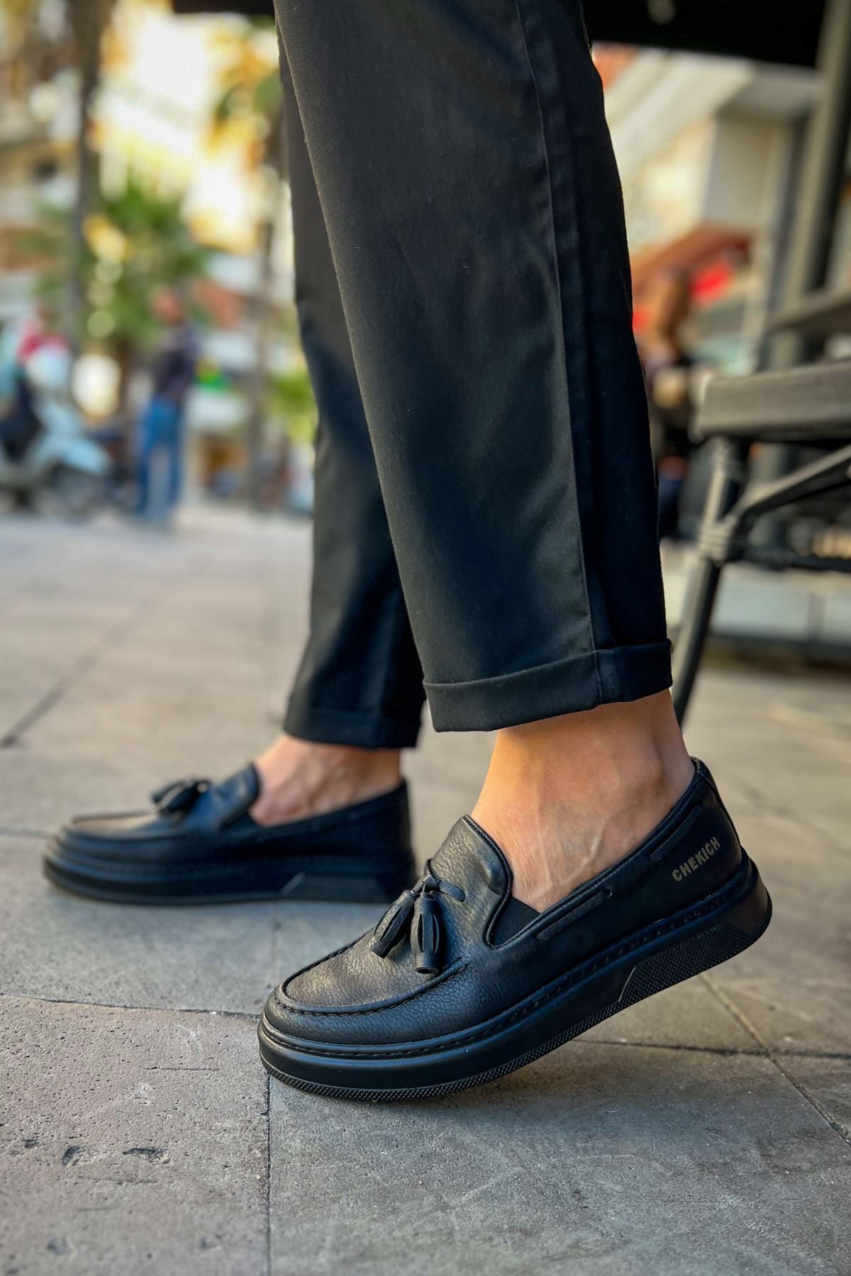 Joy Man Pantofi Ortopedici Pentru Bărbați J127 Loafer-x - Piele Casual Cu Ciucuri, Negru Cst Masculin - 44