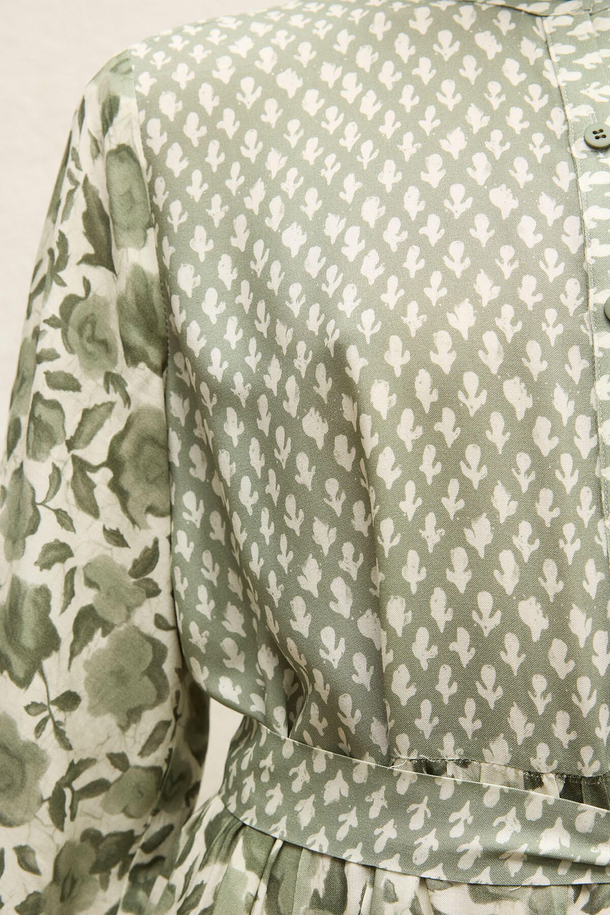 Manuka-Viscose Patterned Layered Dress - Green Simone 7