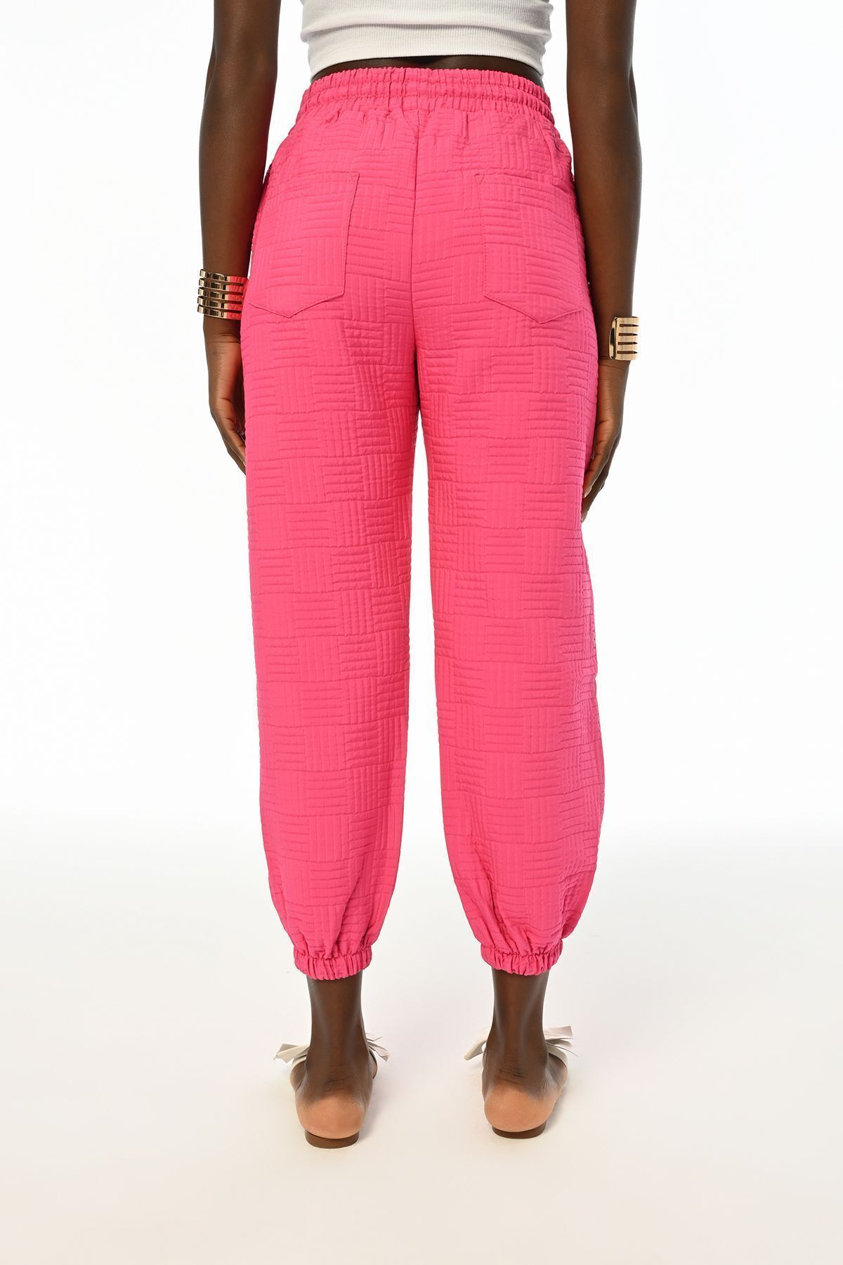 Orfeo Negro-Patterned and Embossed Kumash Pants with Elastic Waist 2