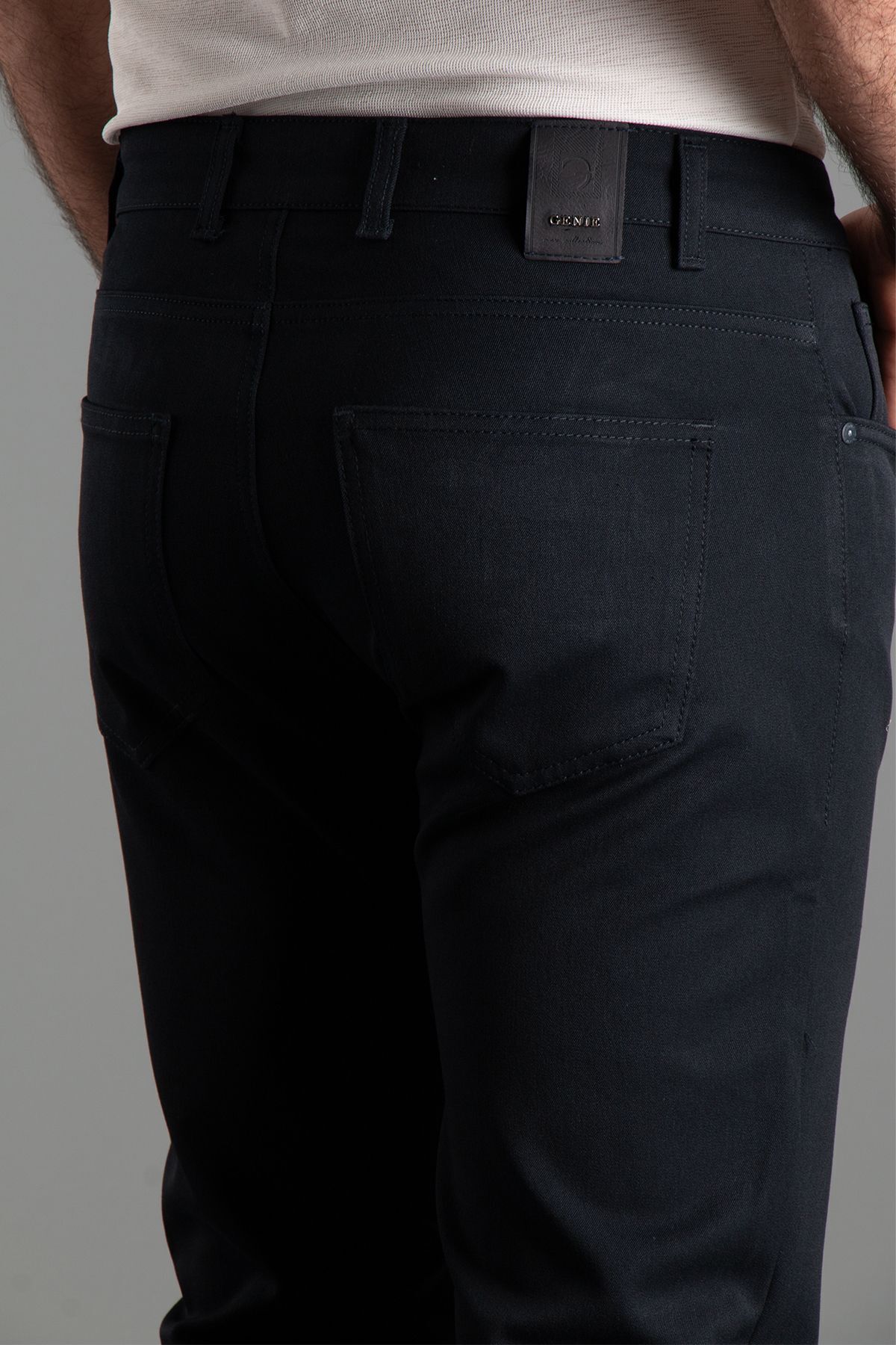 ZEKİ ÖZER  ERKEK LACİVERT EXTRA ESNEK KETEN PANTOLON - Görsel 2