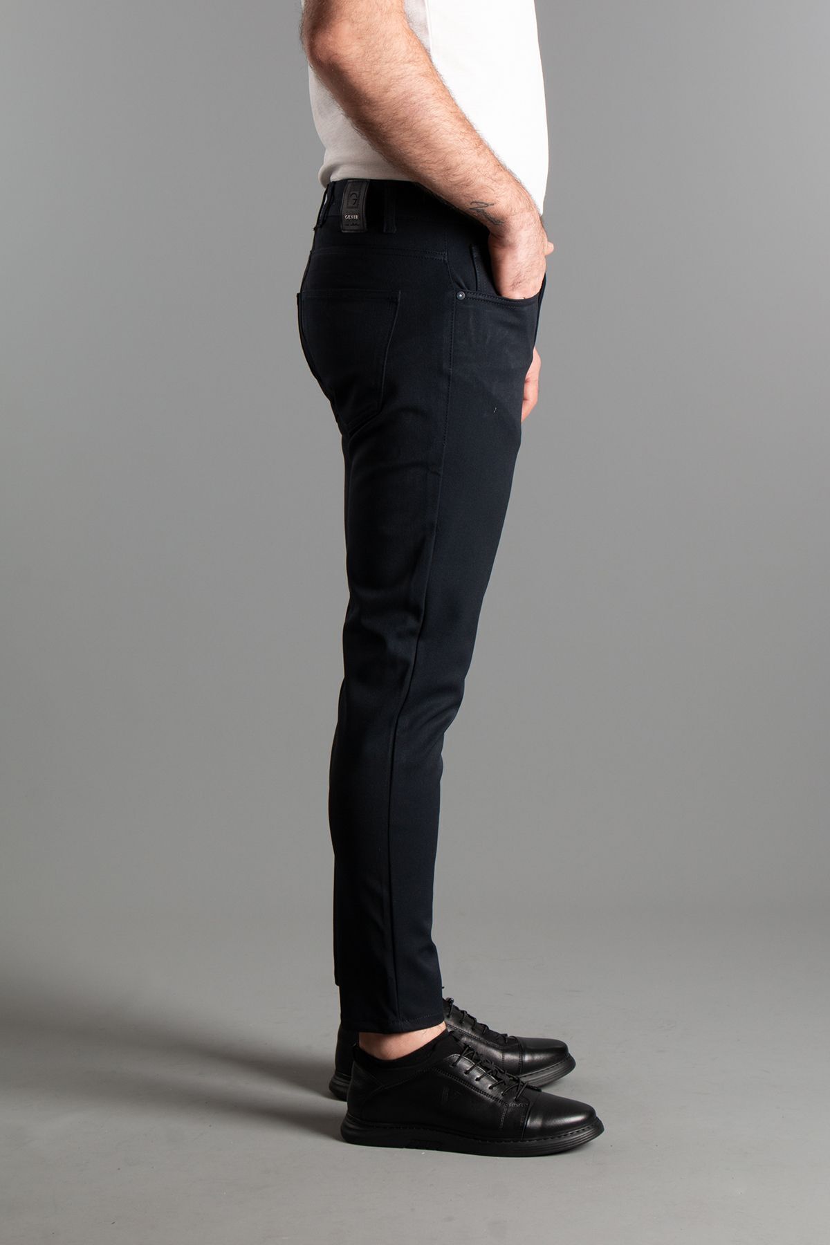 ZEKİ ÖZER  ERKEK LACİVERT EXTRA ESNEK KETEN PANTOLON - Görsel 4