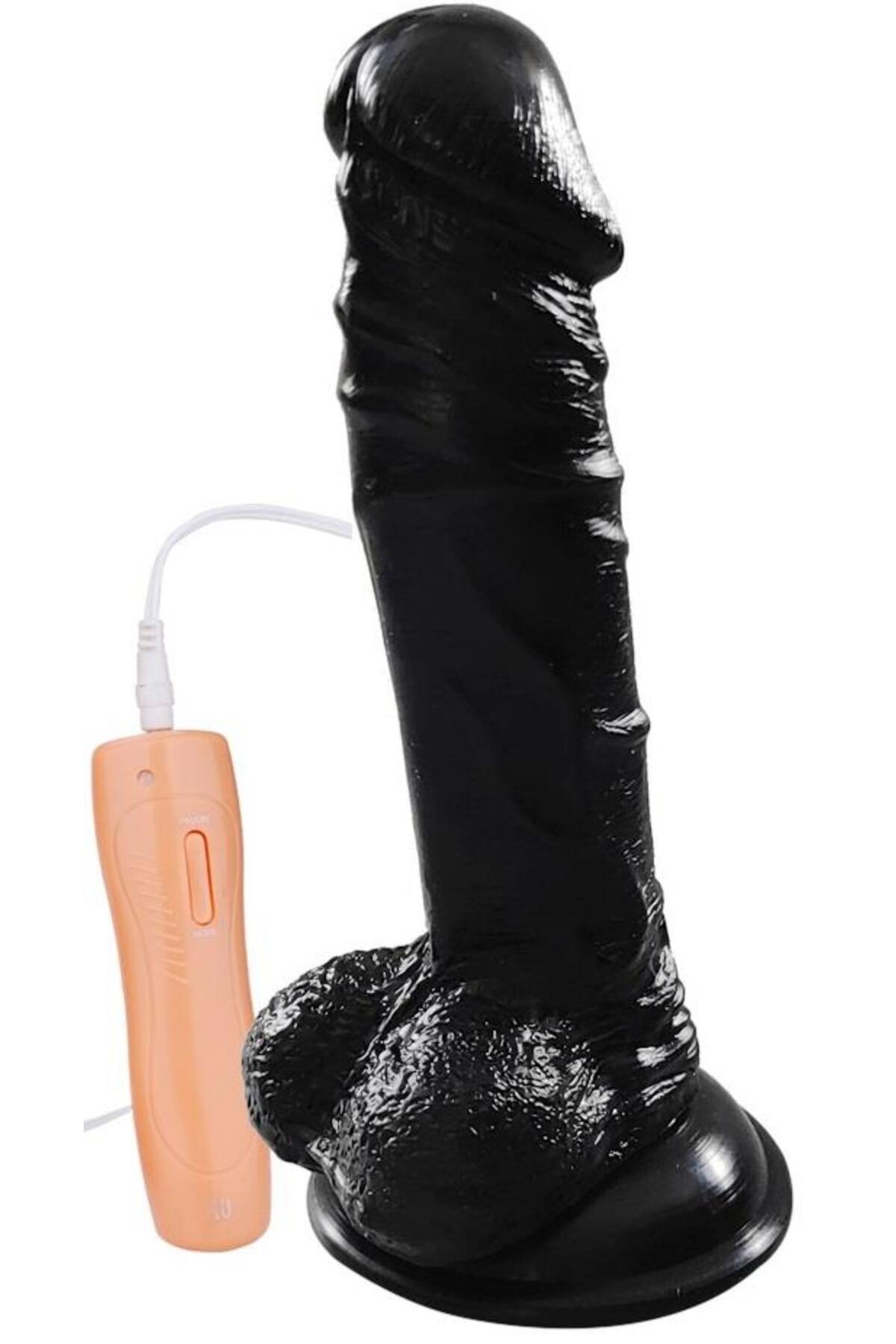 10 Mod Titreşim 20 Cm Zenci Vibratör Oynar Başlıklı Belden Bağlamalı Dildo Siyah Kemerli Takma Penis 3
