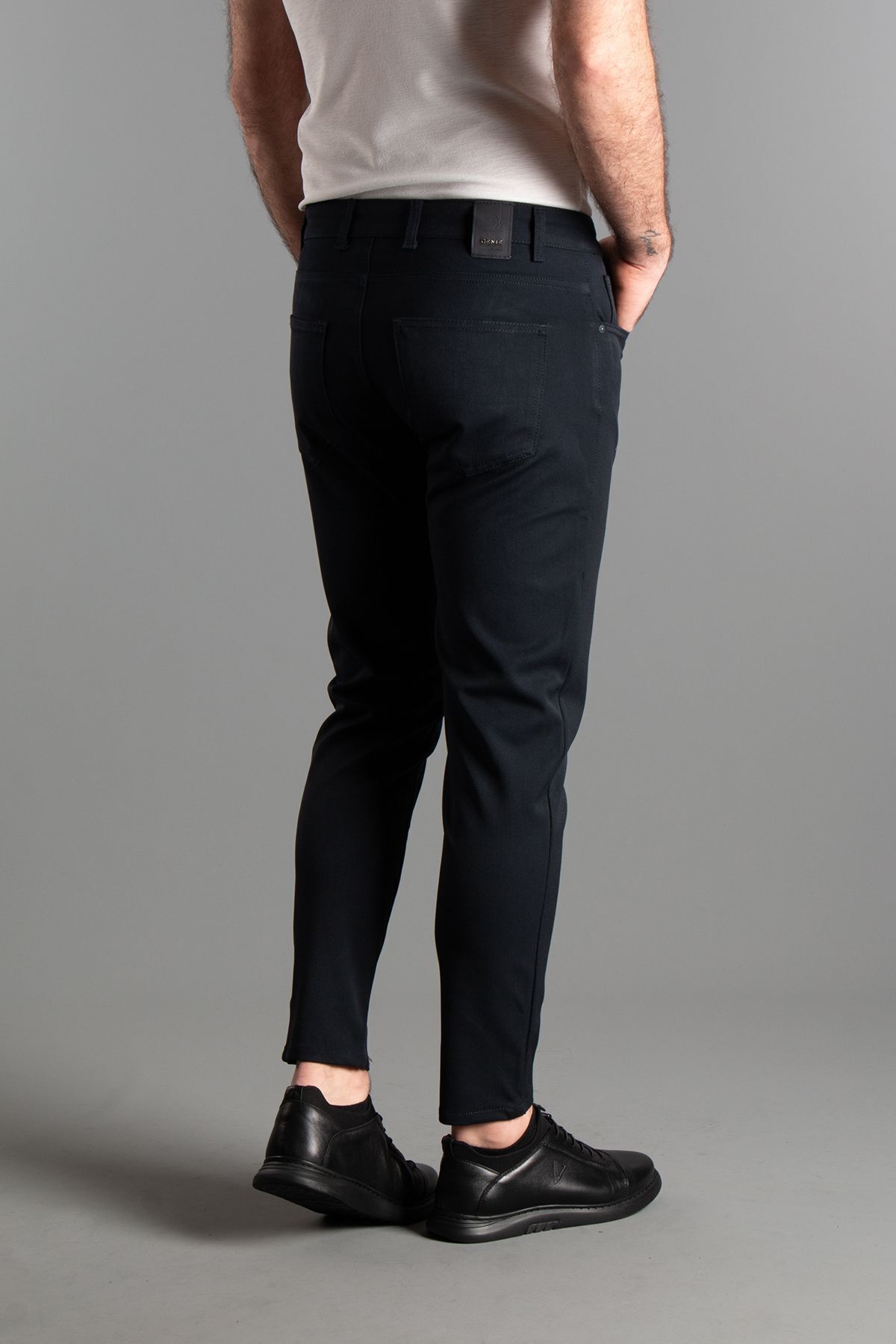 ZEKİ ÖZER  ERKEK LACİVERT EXTRA ESNEK KETEN PANTOLON - Görsel 3