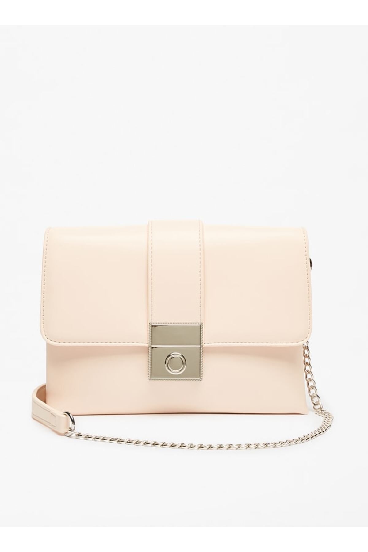 Flora Bella by Shoexpress-Solid Crossbody Bag with Chain Strap and Metallic Accent 1