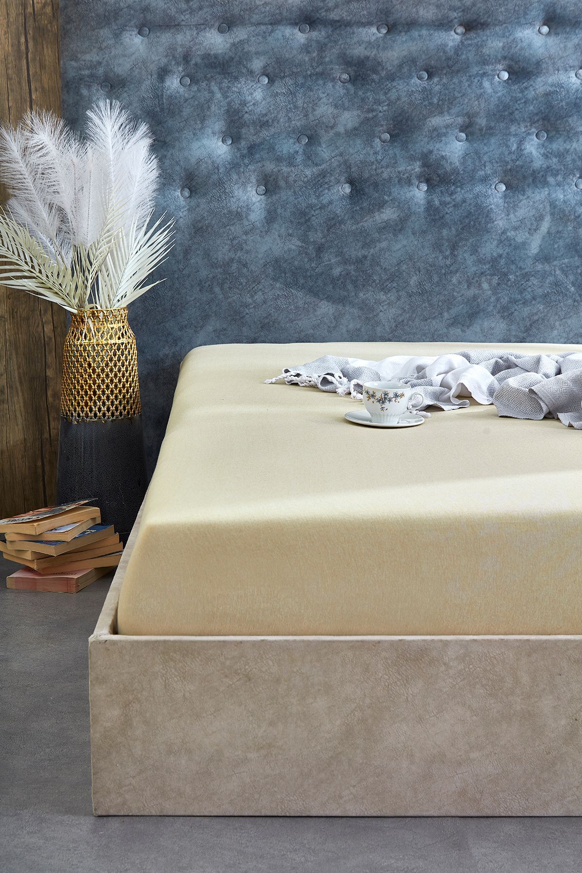 Bej Tek / Çift Kişilik Penye Lastikli Çarşaf