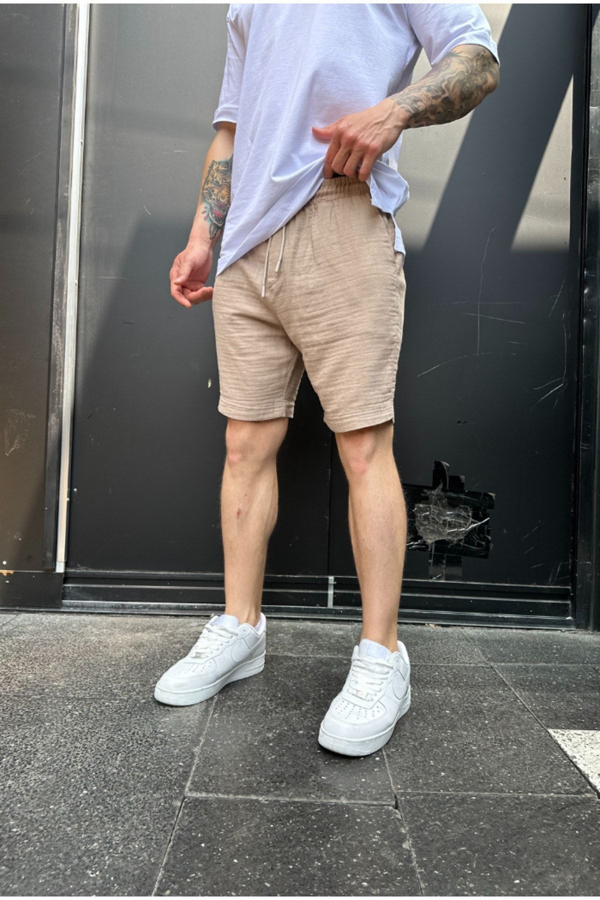 corfixman-Linen Shorts with Elastic Waist - Lace-up 2