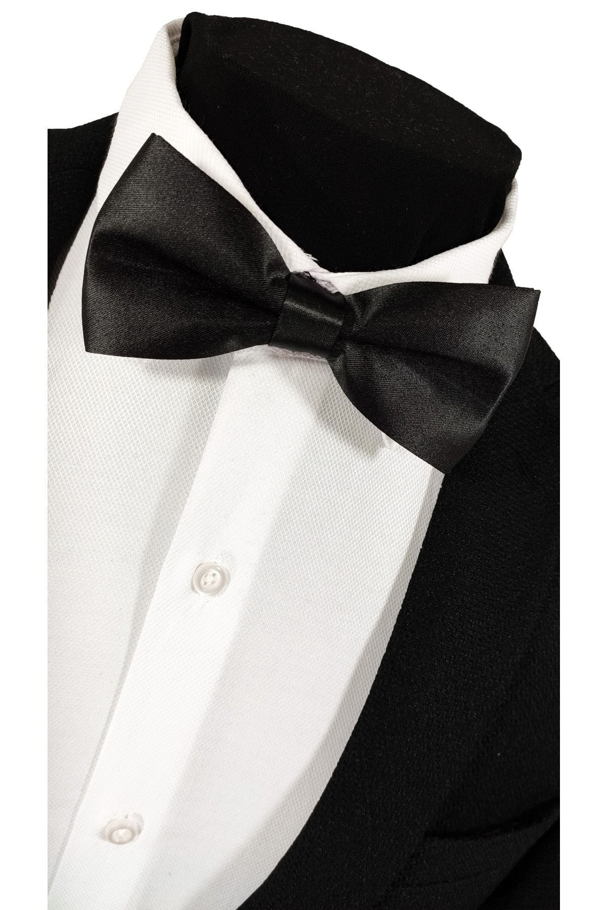 BLC Basic Line Co.-Black Color Plain Bow Tie 1