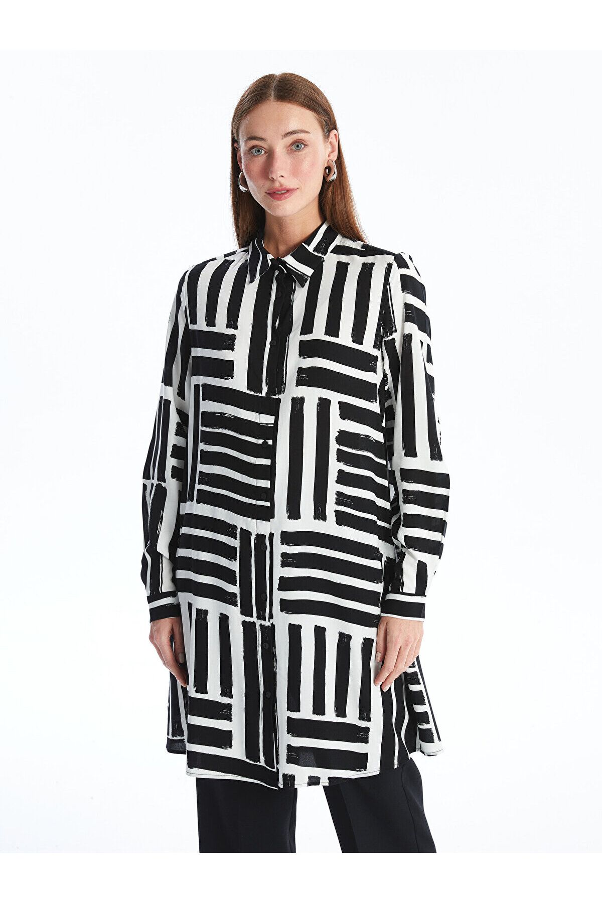 LC Waikiki Wzorzysta Damska Tunika Koszulowa Lcw Kobieta - 48
