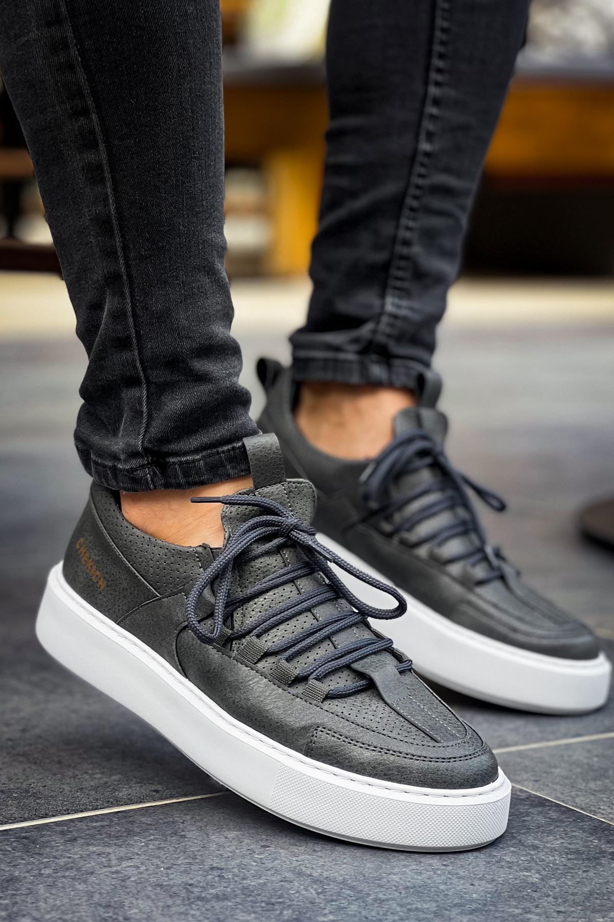 Joy Man Pantofi Sport J159 Saturn Pentru Bărbați - Talpă Ortopedică, Piele Casual, Pantofi Sport Cbt Antracit Masculin - 44