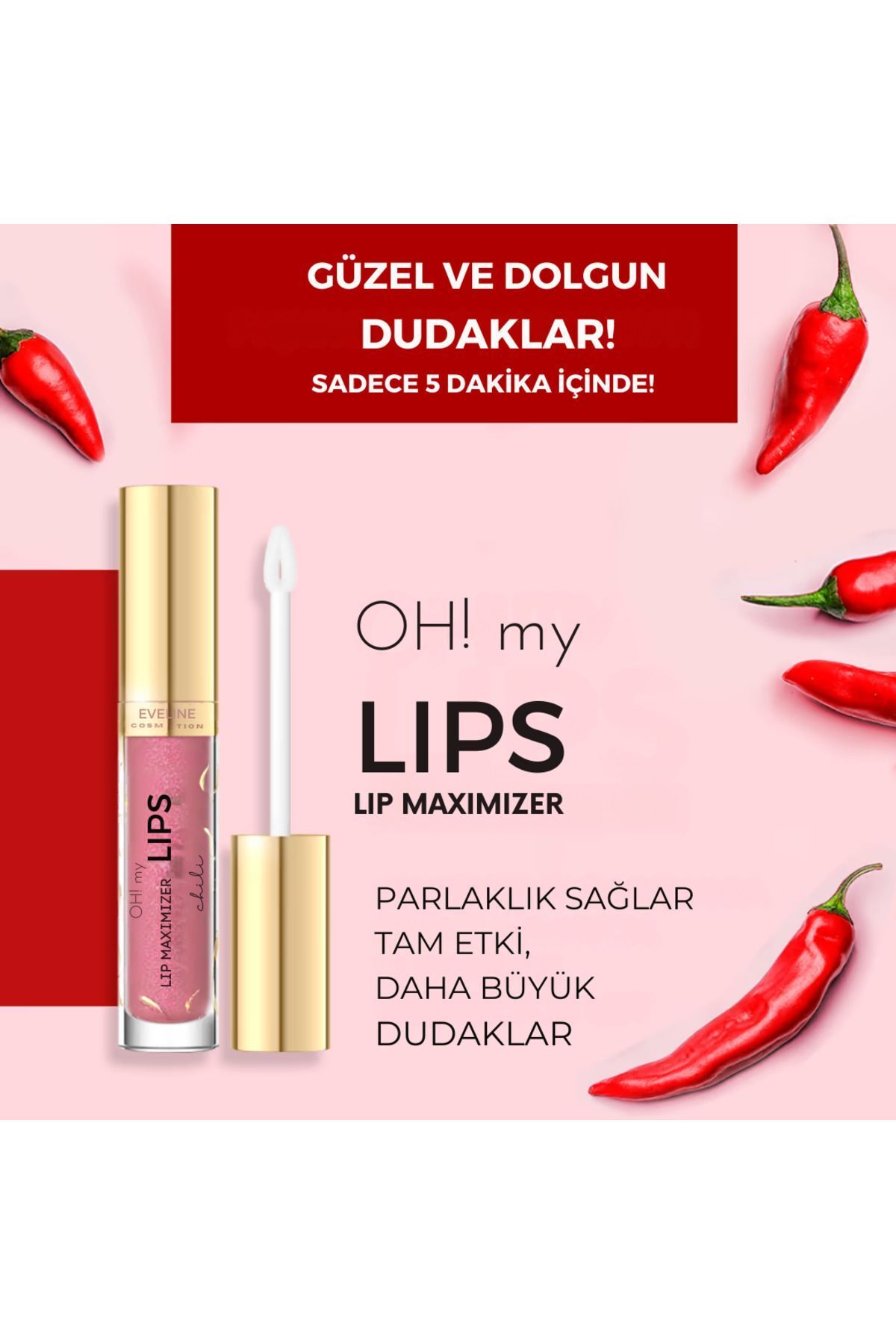 اوه لب های من! براق کننده لب تقویت کننده لب با فلفل و اسید هیالورونیک Eveline Cosmetics