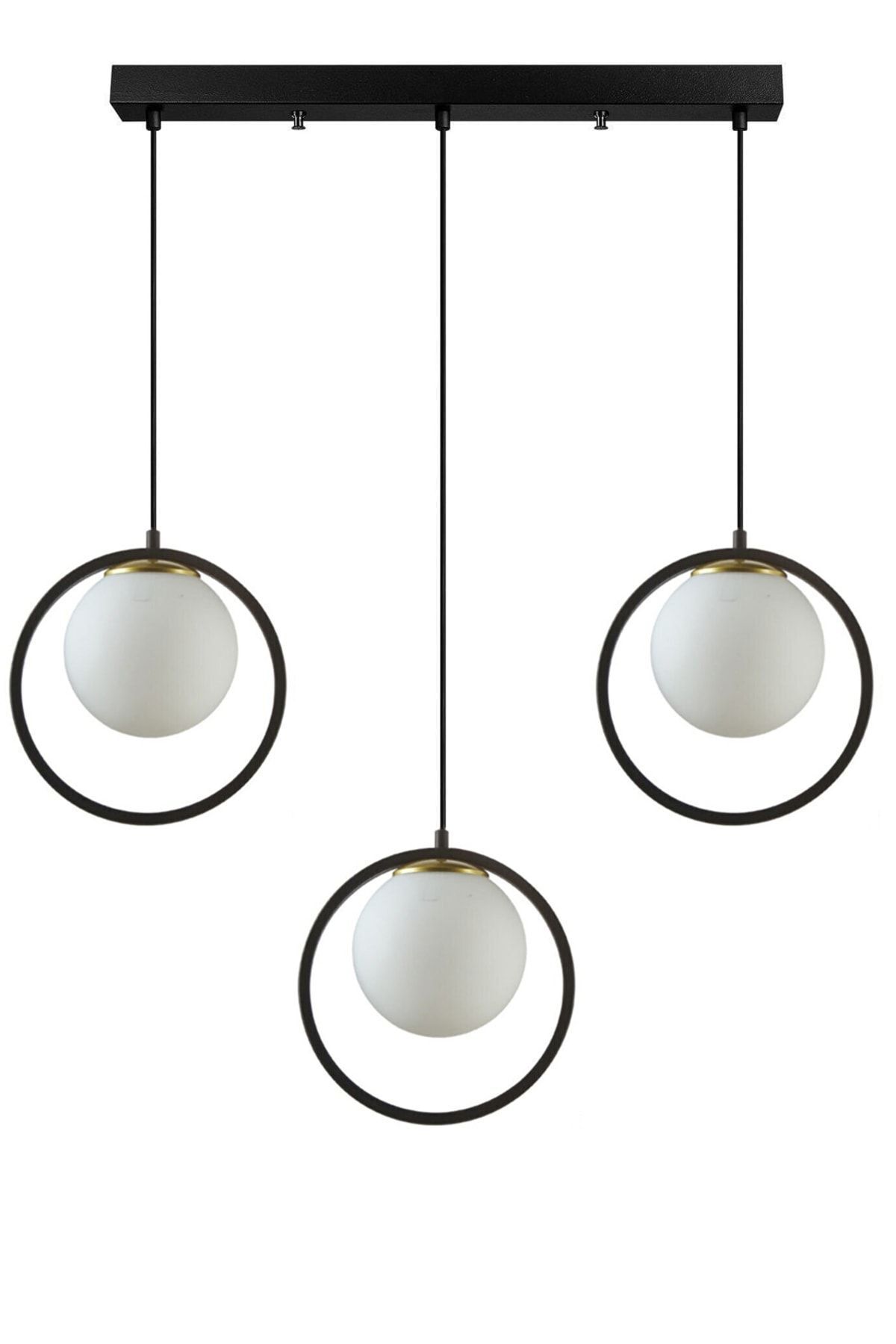 Fer Avize-Nina Modern Design Black Color White Glass Row 3 Living Room - Kitchen - Bedroom Chandelier 1