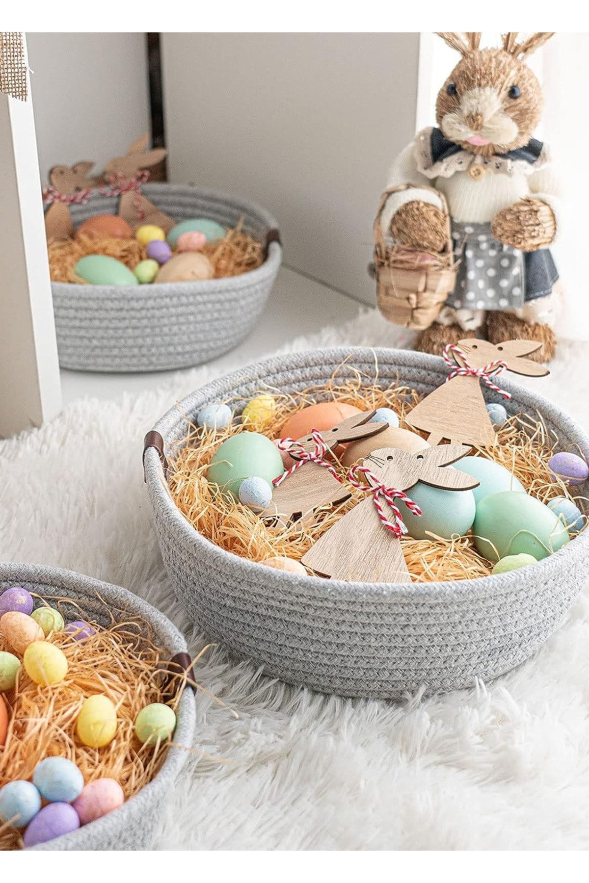 3-Piece Basket Set, Woven Storage Basket on the Shelf, Key Basket on the Table, Basket in the Wardrobe