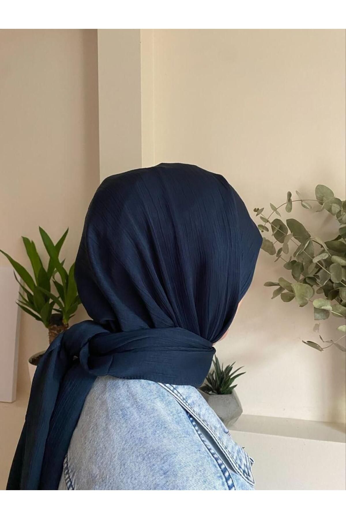 شال آبی زنانه ابریشم اورجینال Mooncorn