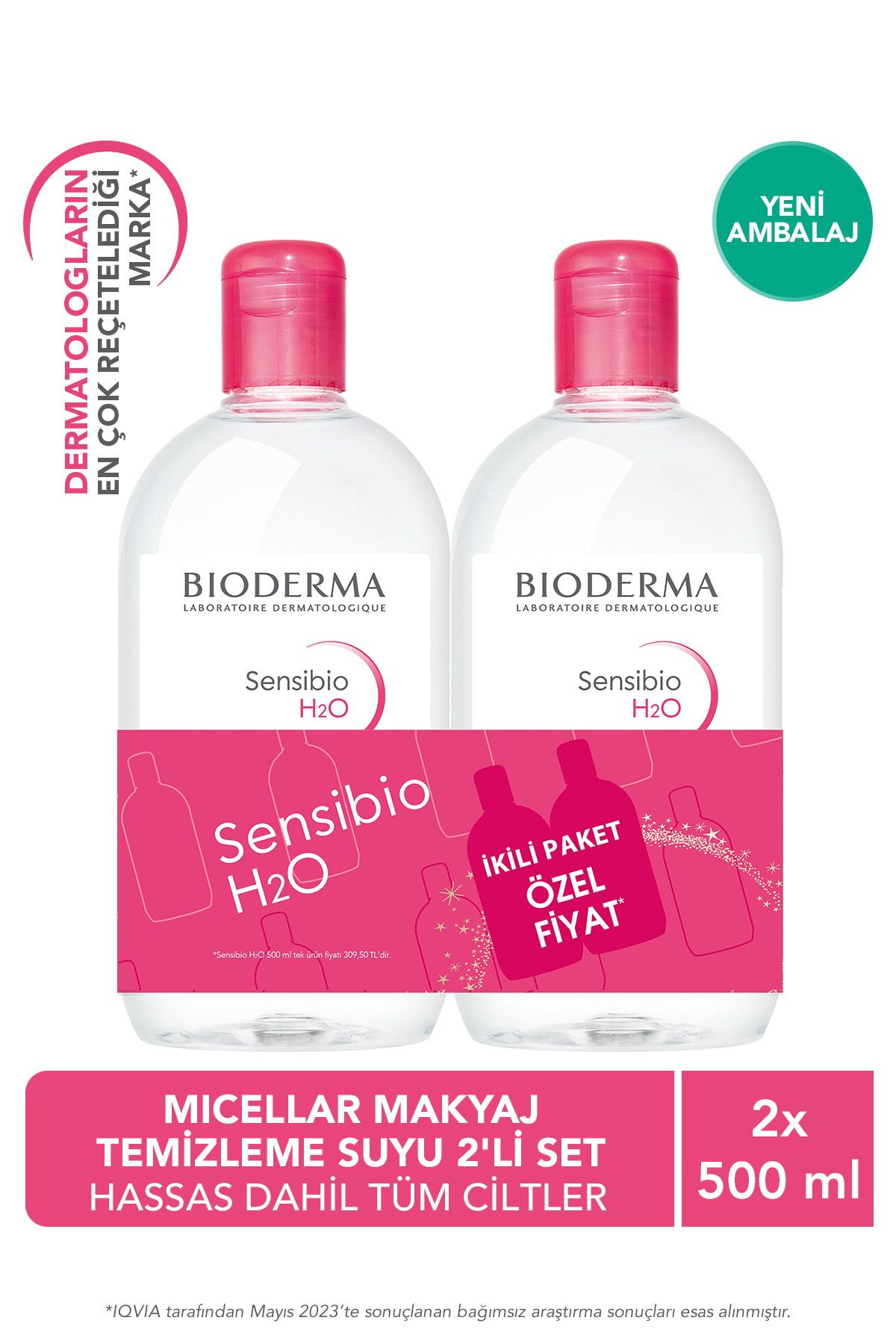 Sensibio H2O Micellar Makyaj Temizleme Suyu 2'li Set Nemlendirici Yüz ve Göz Çevresi 500 ml