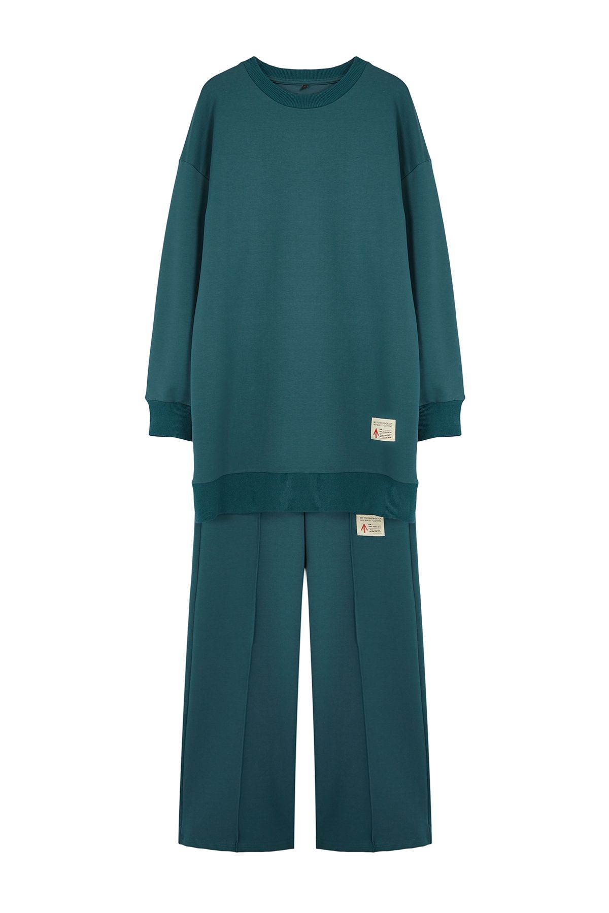 Trendyol Modest-Trainingsanzug-Set mit Rundhalsausschnitt und Ornament-Label in Petrolfarben - TCTAW22EN0060 6